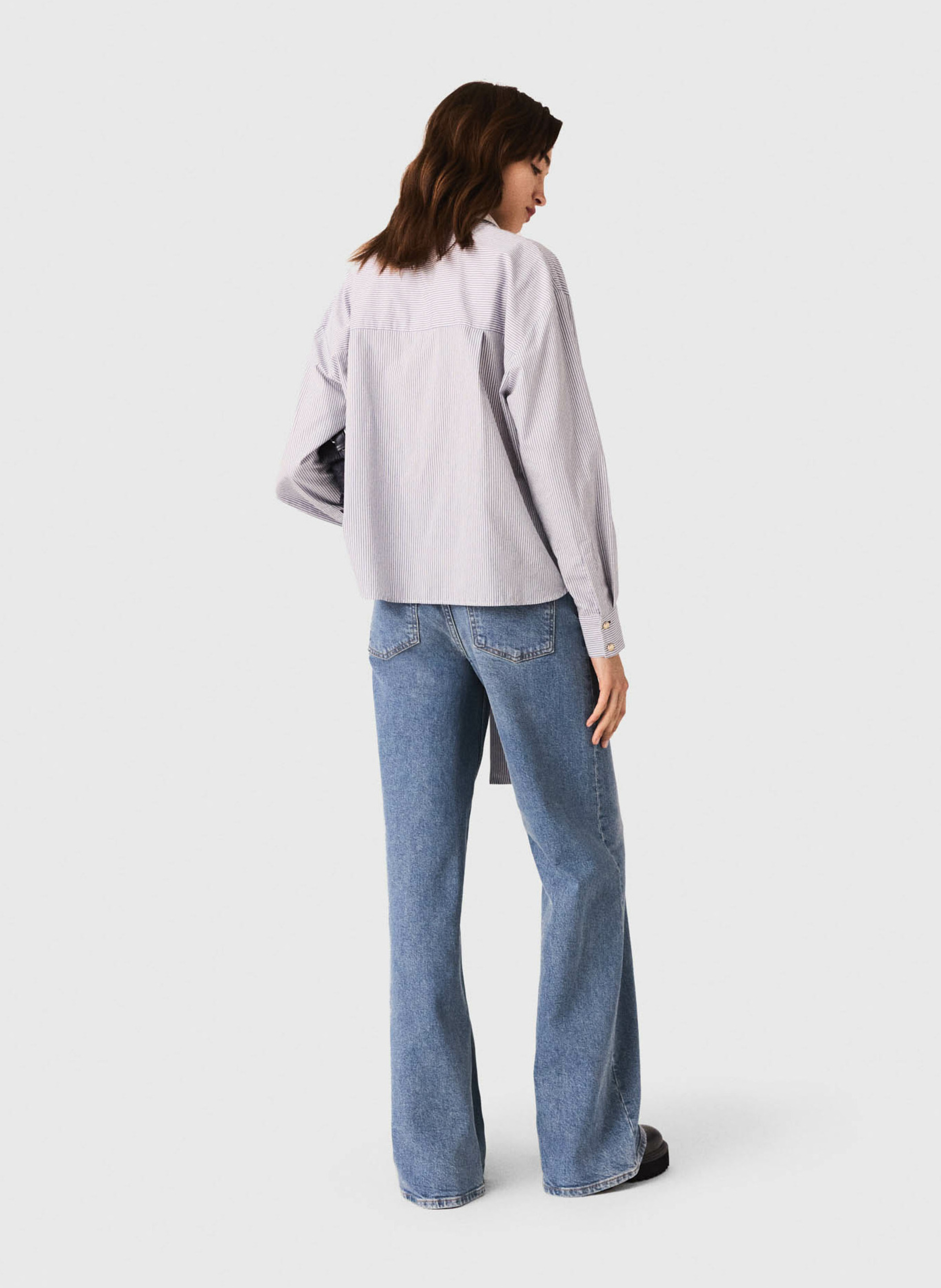 Cotton blend pussy bow shirt MAJE Blue