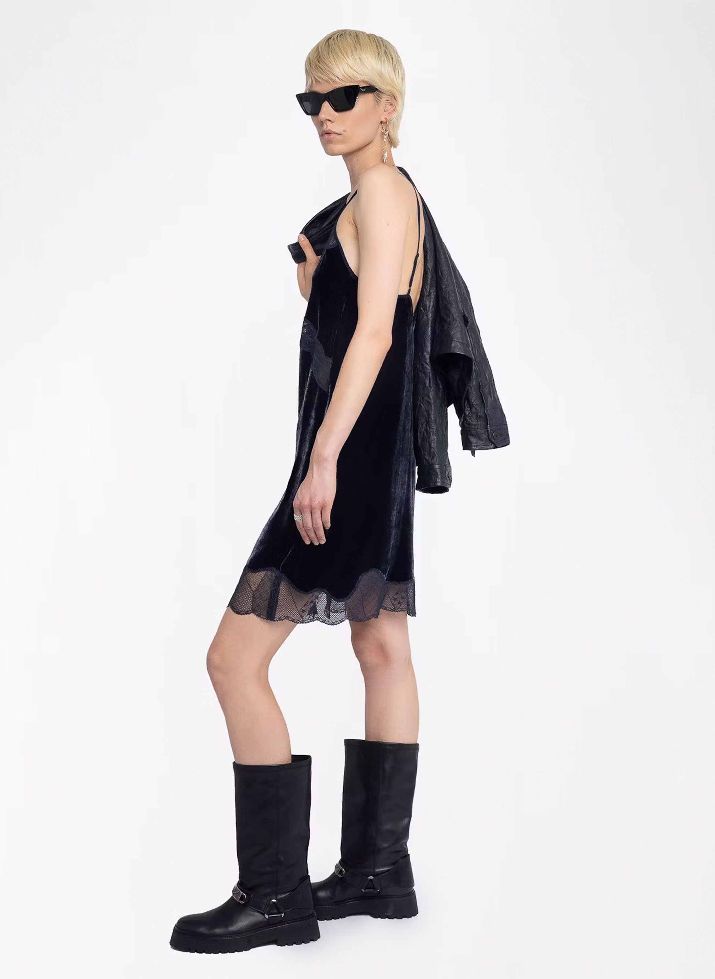 Robe courte dentelle esprit lingerie ZADIG&VOLTAIRE Bleu