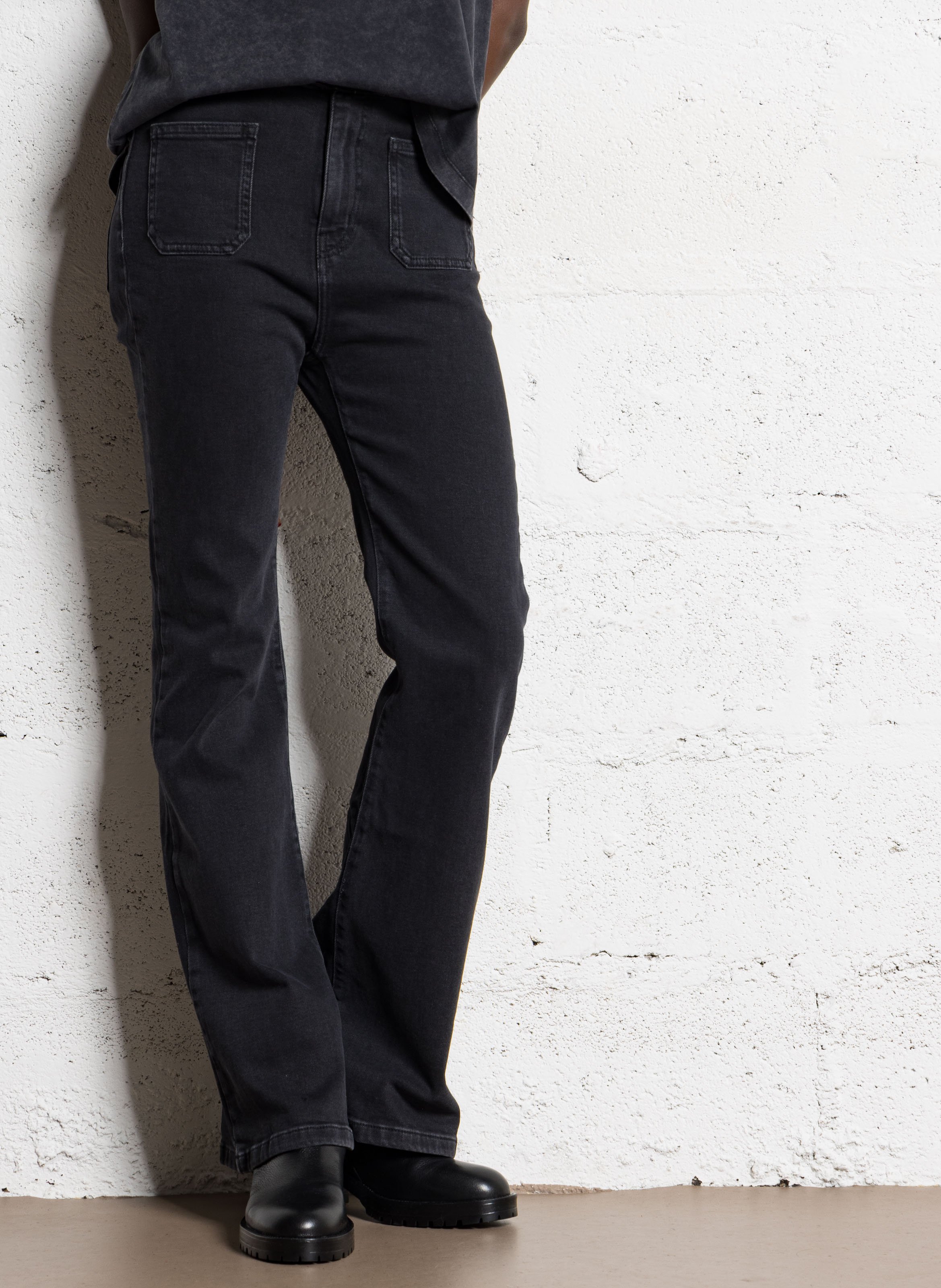 Jean flare en coton mélangé BERENICE Noir