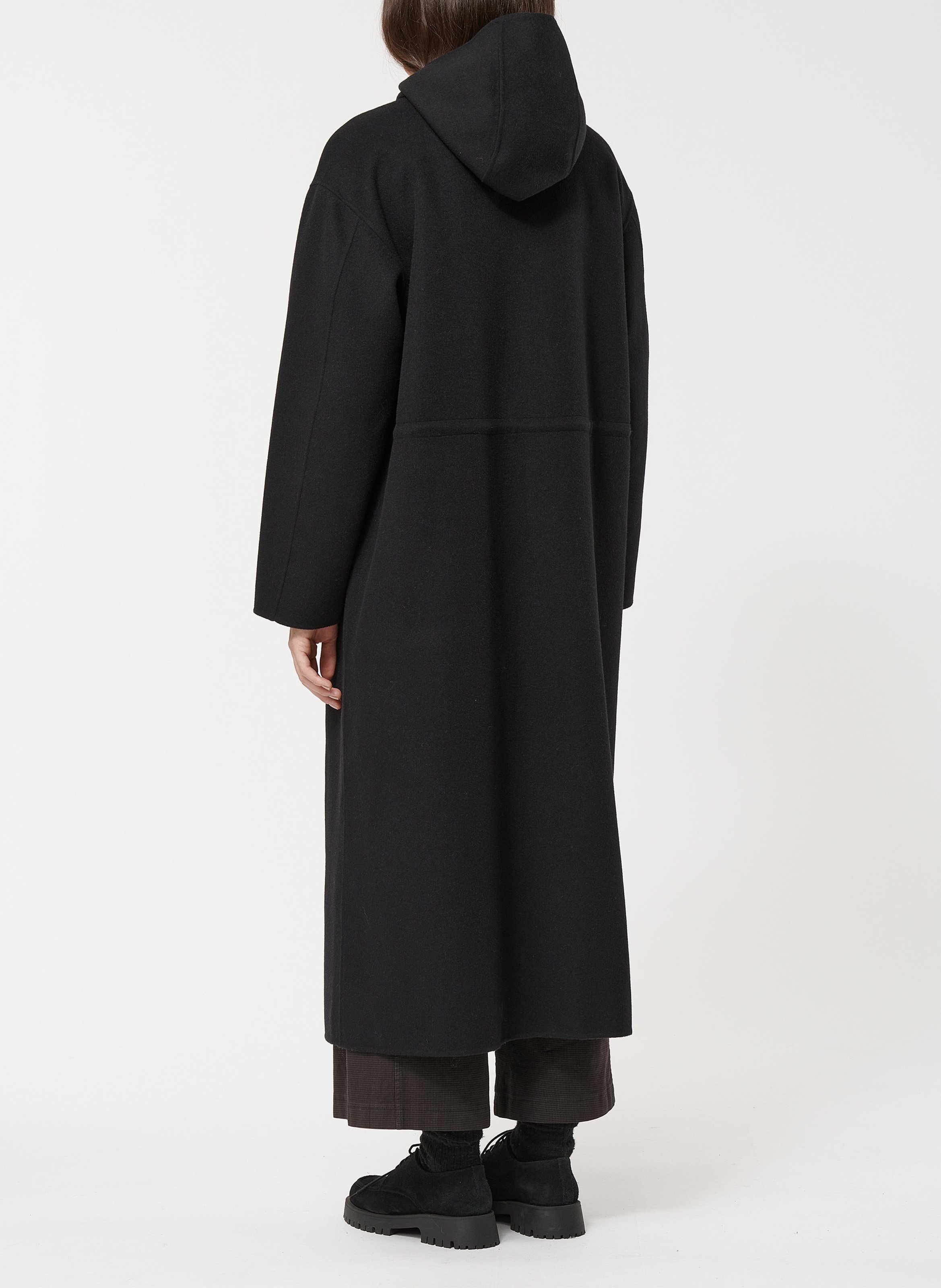  Manteau long à capuche en laine mélangée HUMILITY Noir
