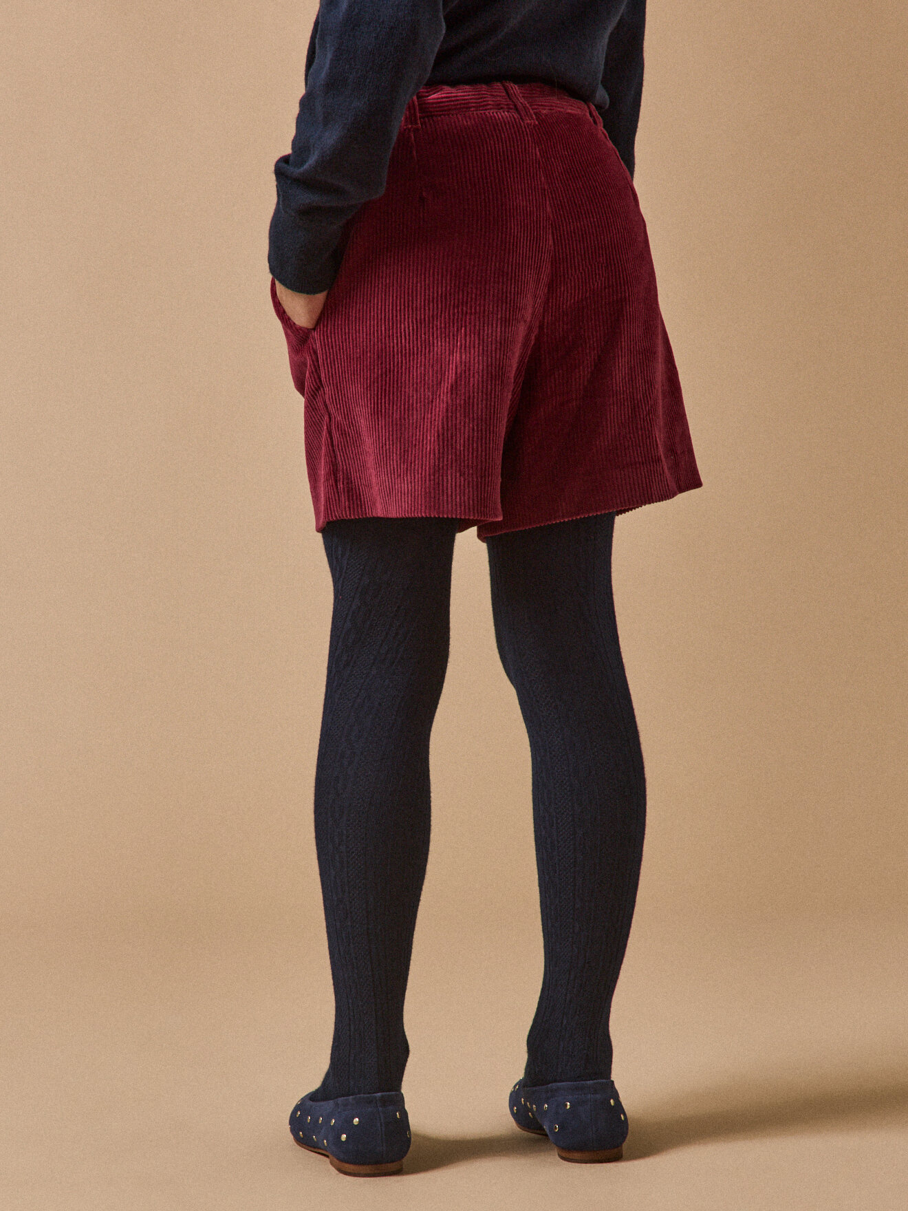 High-waisted velvet shorts CYRILLUS Pink