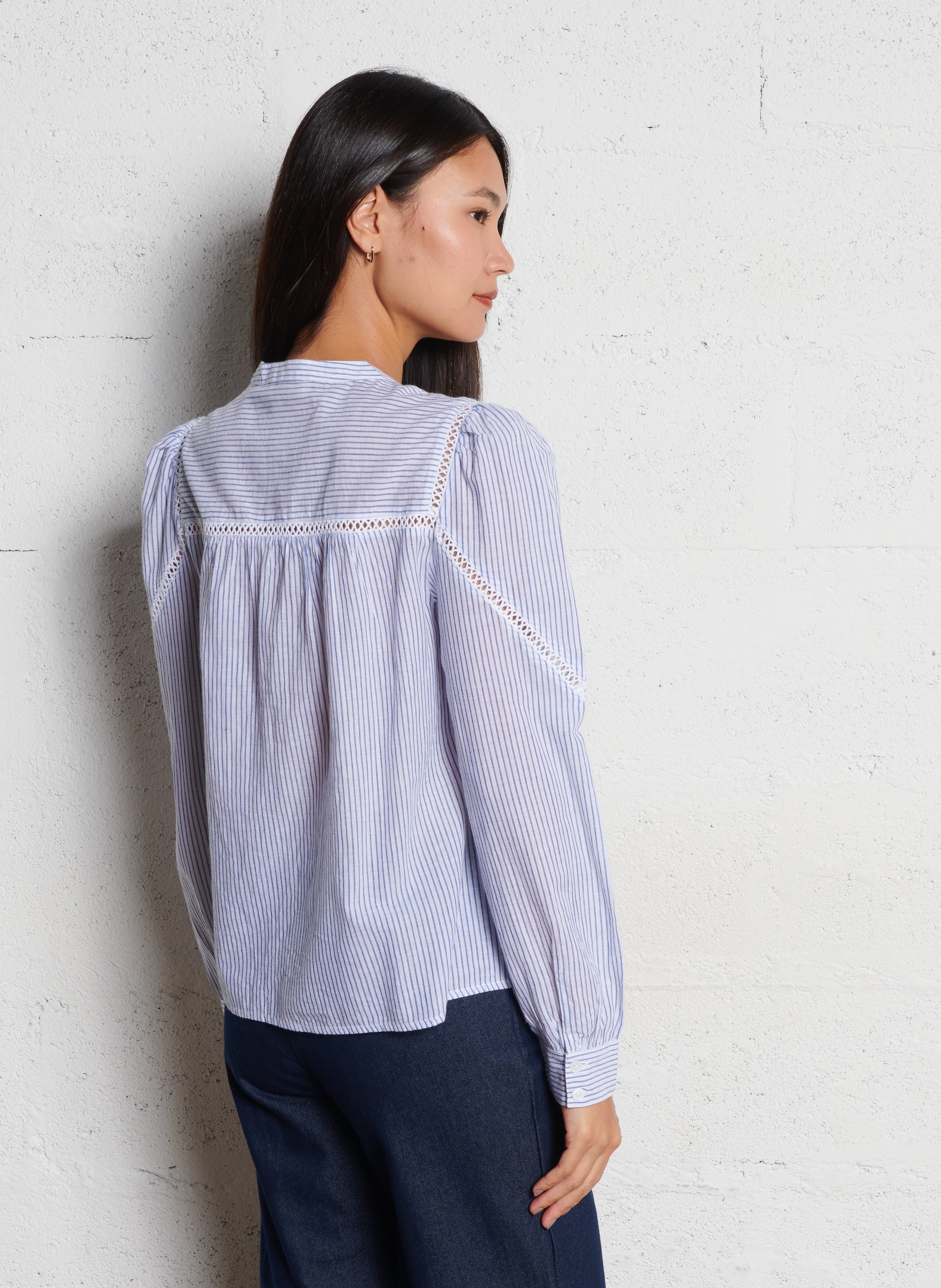 Chemise droite en coton rayé LA PETITE ETOILE Beige