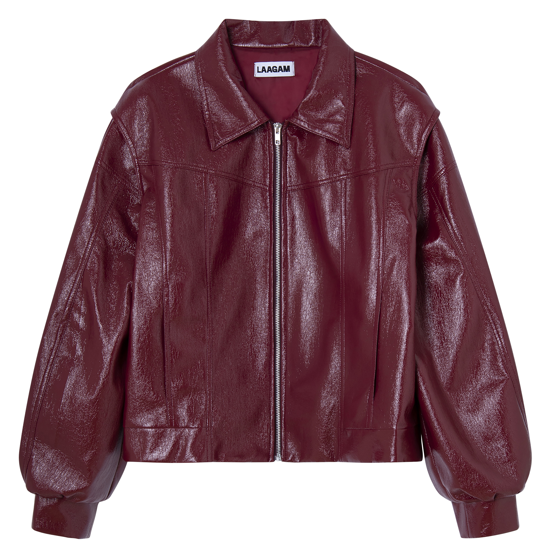 Veste ample zippée effet cuir verni LAAGAM Rouge