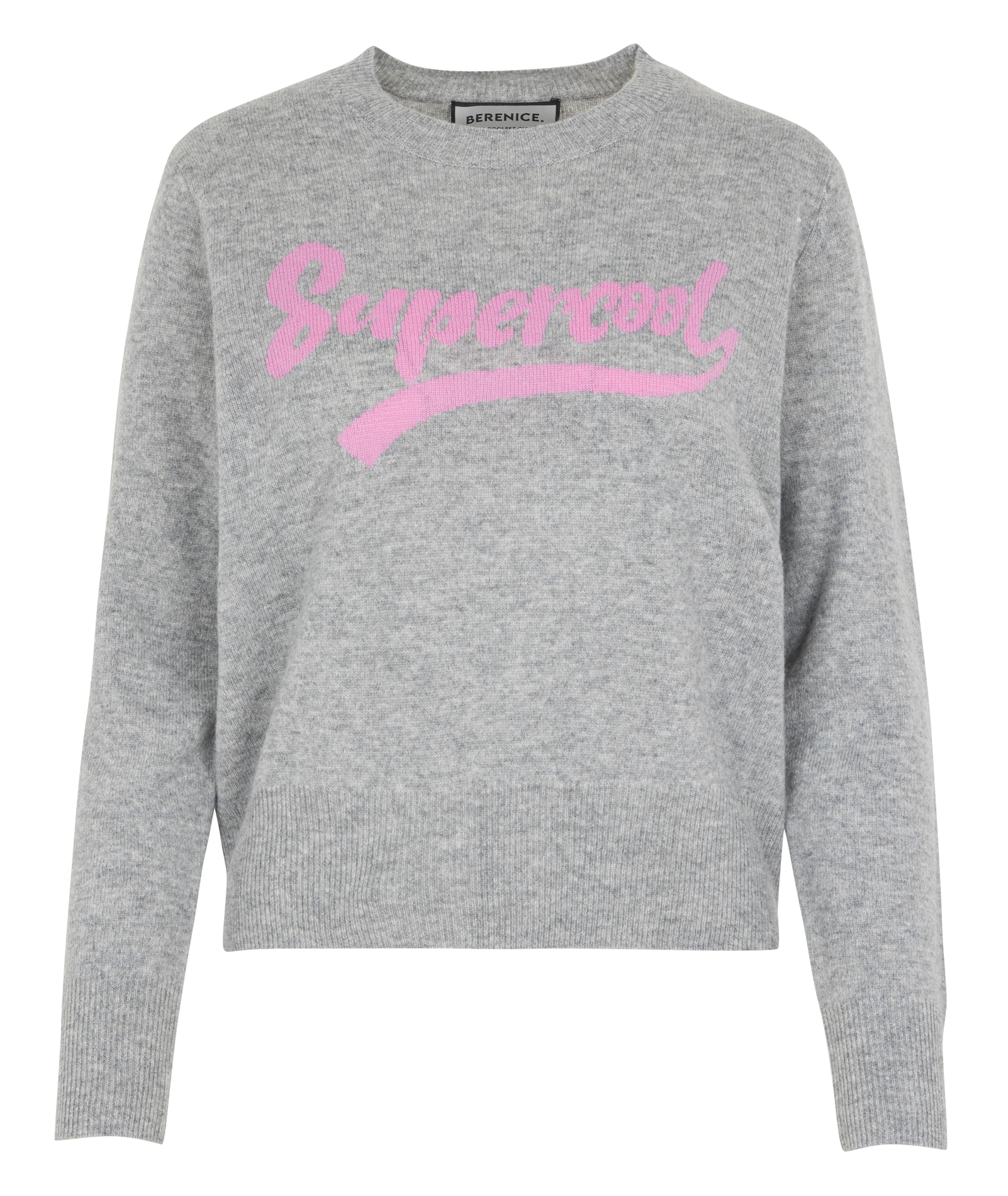 Rundhalsausschnitt-Pullover aus Woll-Kaschmir-Jacquard BERENICE Grau