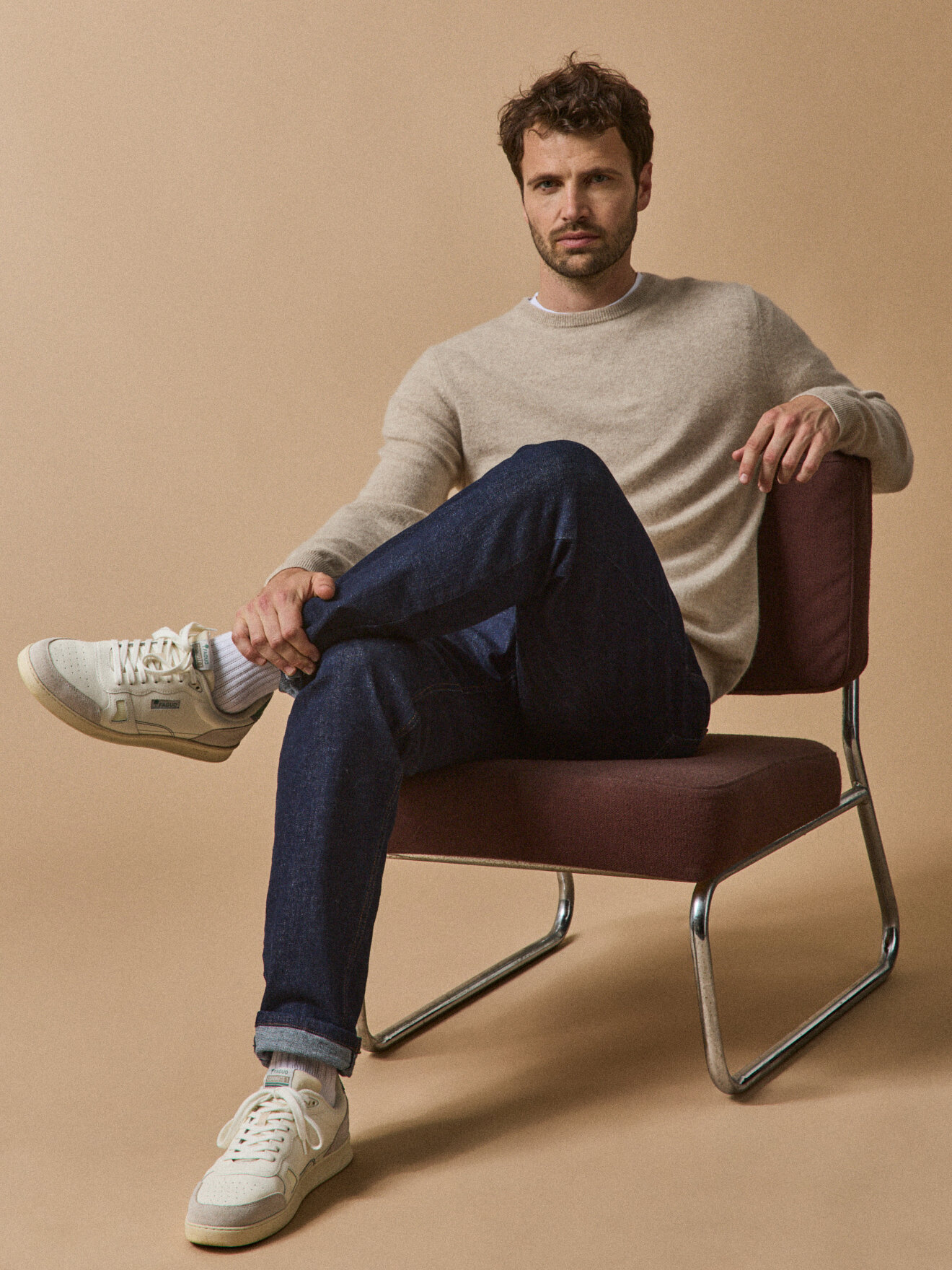 Round neck sweater - cashmere CYRILLUS Beige