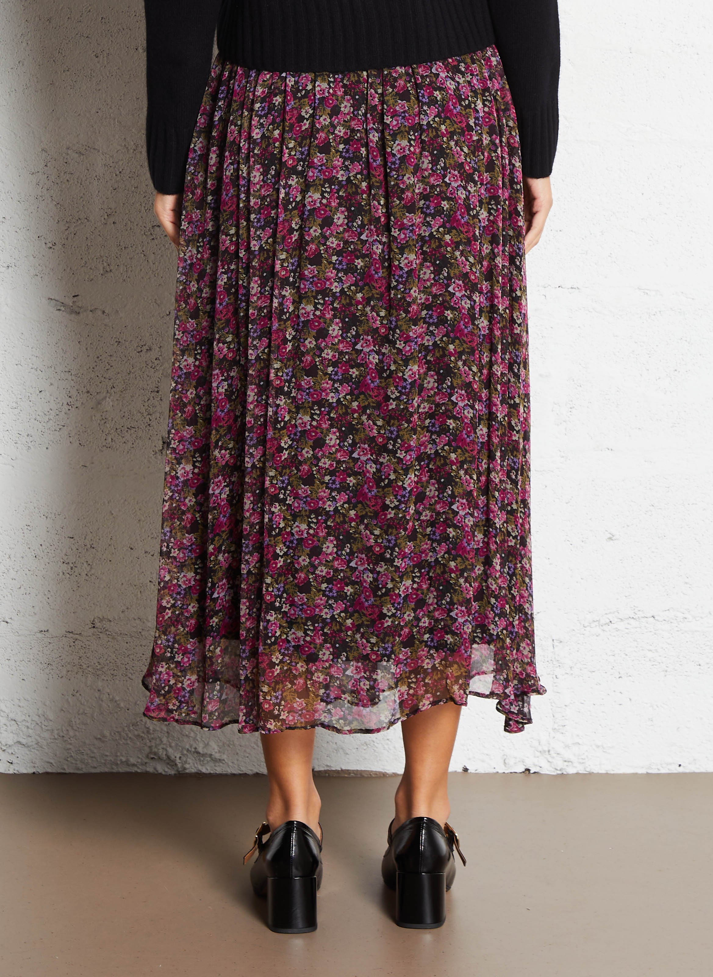 Long printed skirt DES PETITS HAUTS Purple
