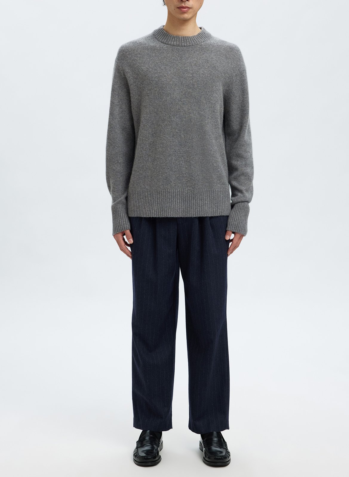 Trui van wol en kasjmier met ronde hals SELECTED Grijs