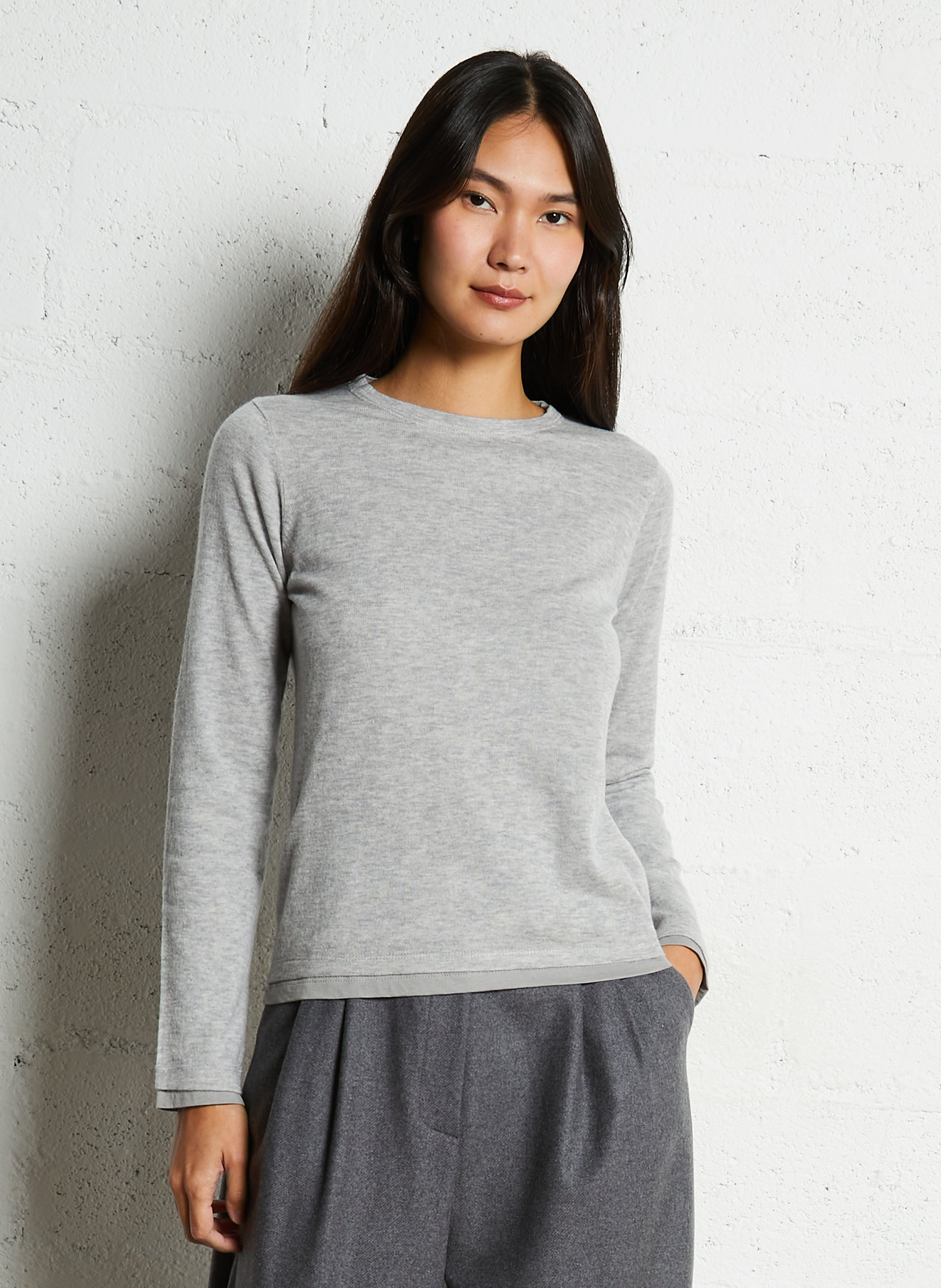 Cashmere round neck straight top MAJESTIC FILATURES