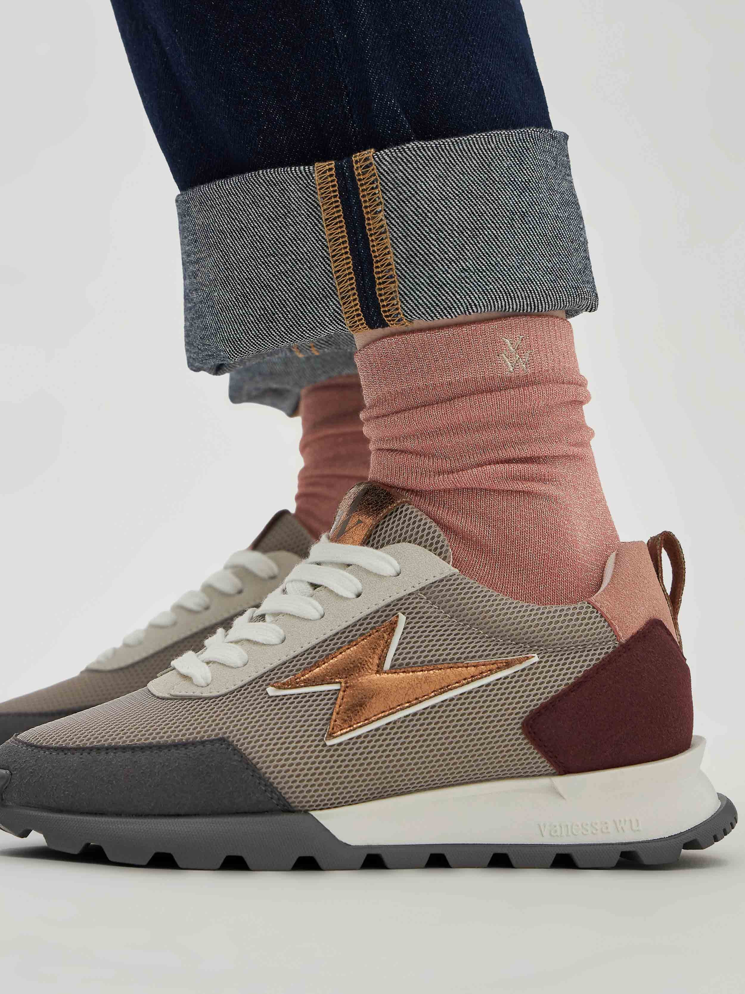 Sequined high socks in a cotton blend VANESSA WU Pink