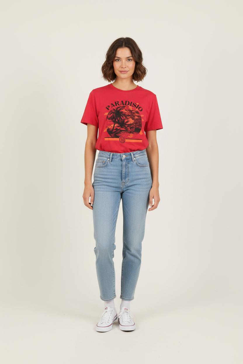 Tommy Badge T-shirt TARA JARMON - Seconde Main Pink