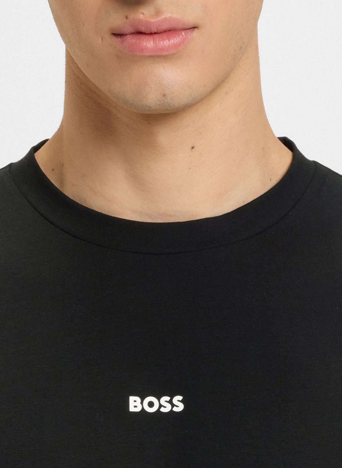 Round-neck cotton-blend T-shirt with screen print BOSS Black