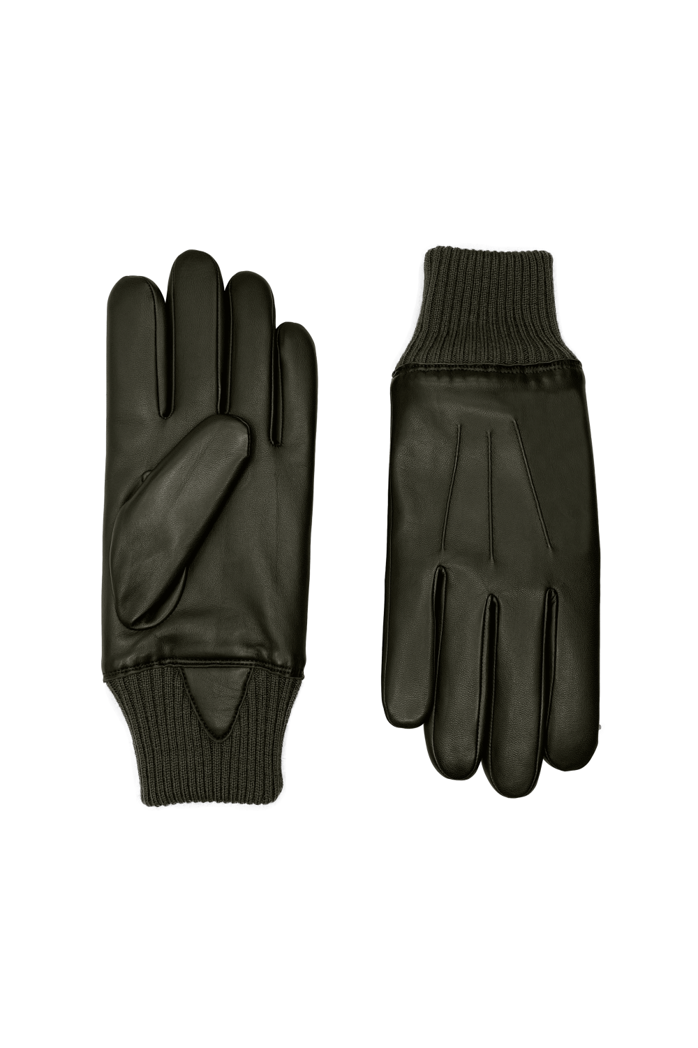 Andrew leather gloves lined with rabbit fur and fleece AGNELLE Black