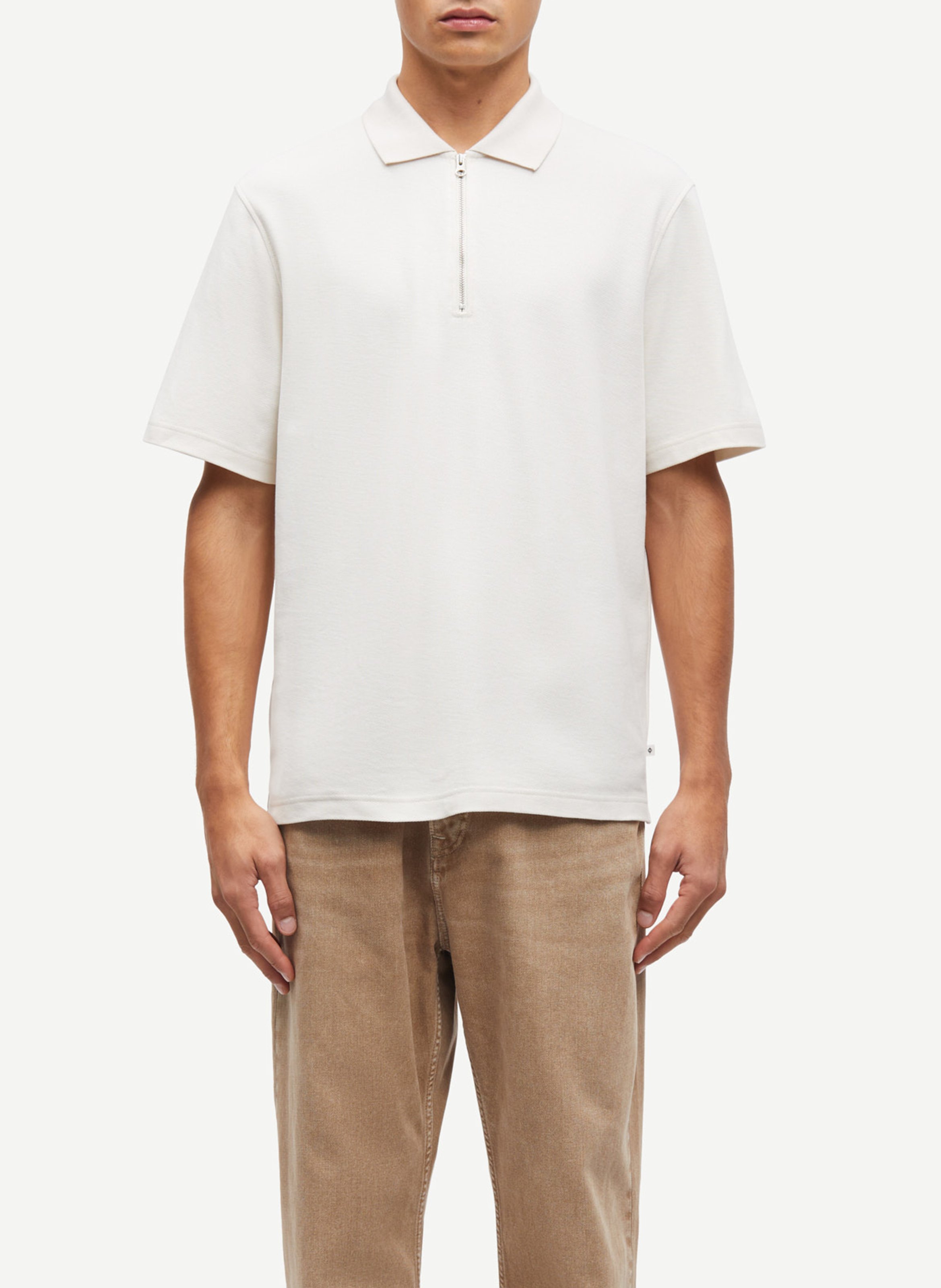 Top with polo collar in blended organic cotton SAMSOE SAMSOE White