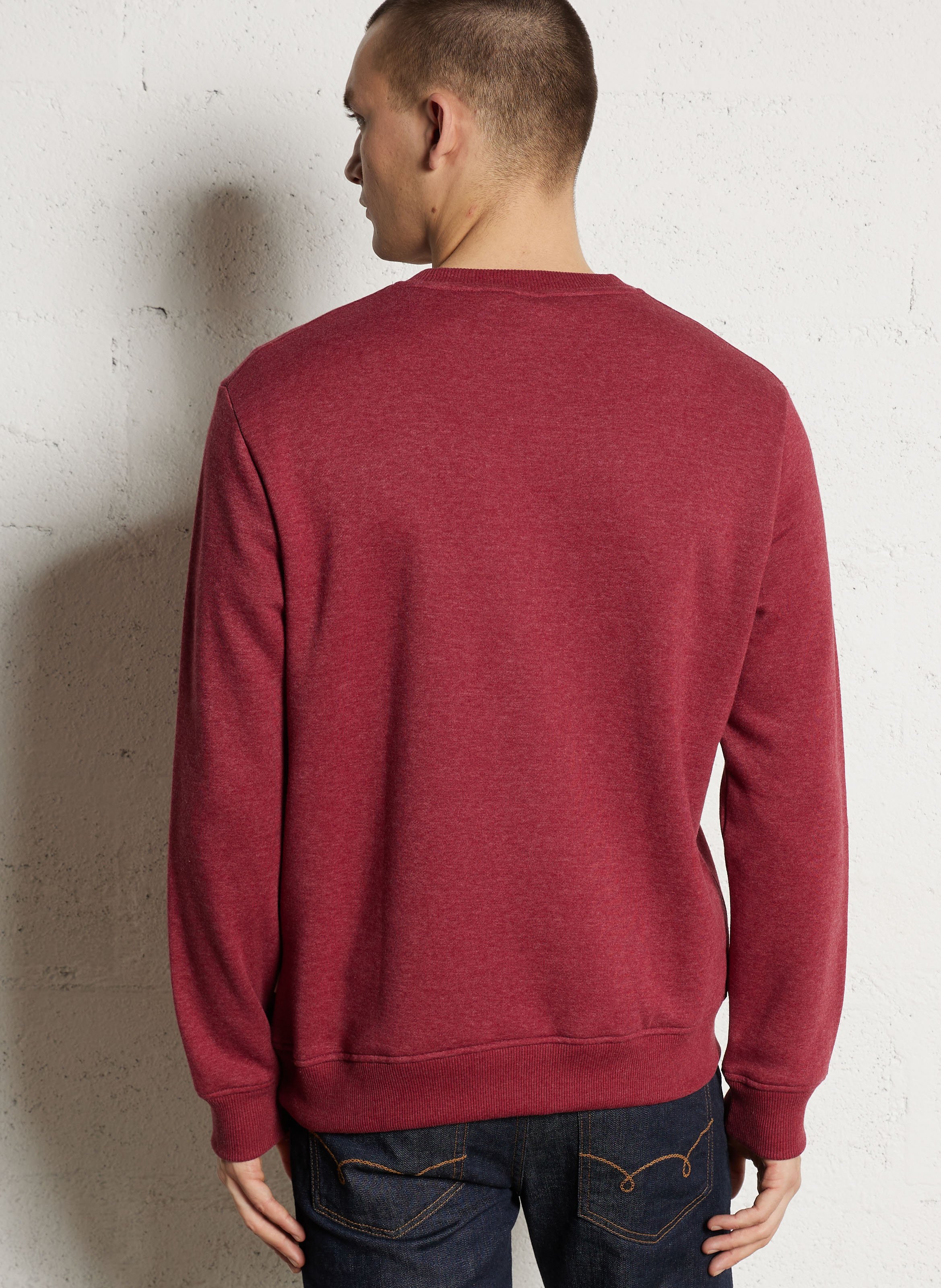 Sweat droit col rond brodé en coton mélangé PEPE JEANS Rouge