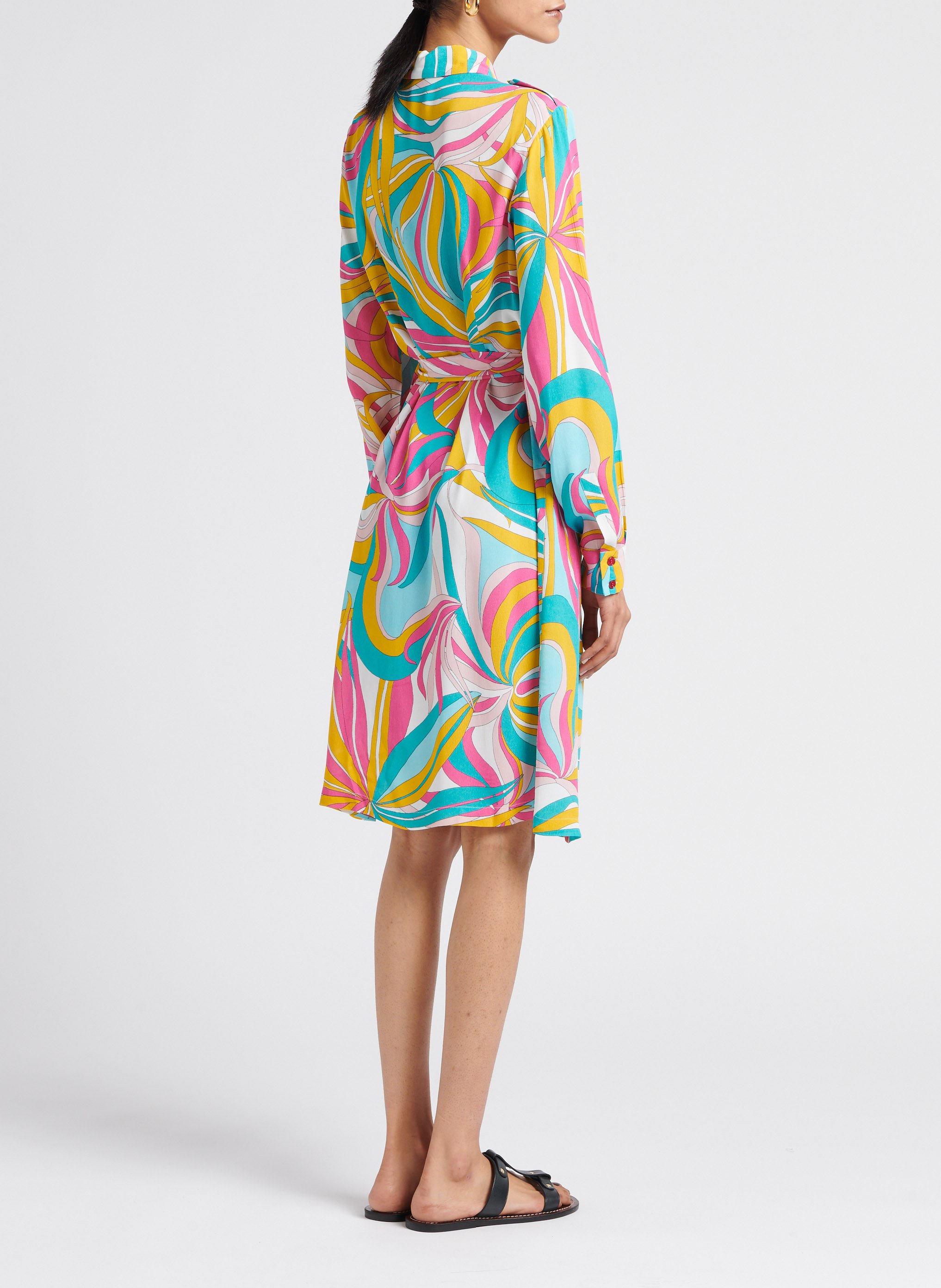 Gerade geschnittenes Hemdblusenkleid mit Print PINKO Mehrfarbig