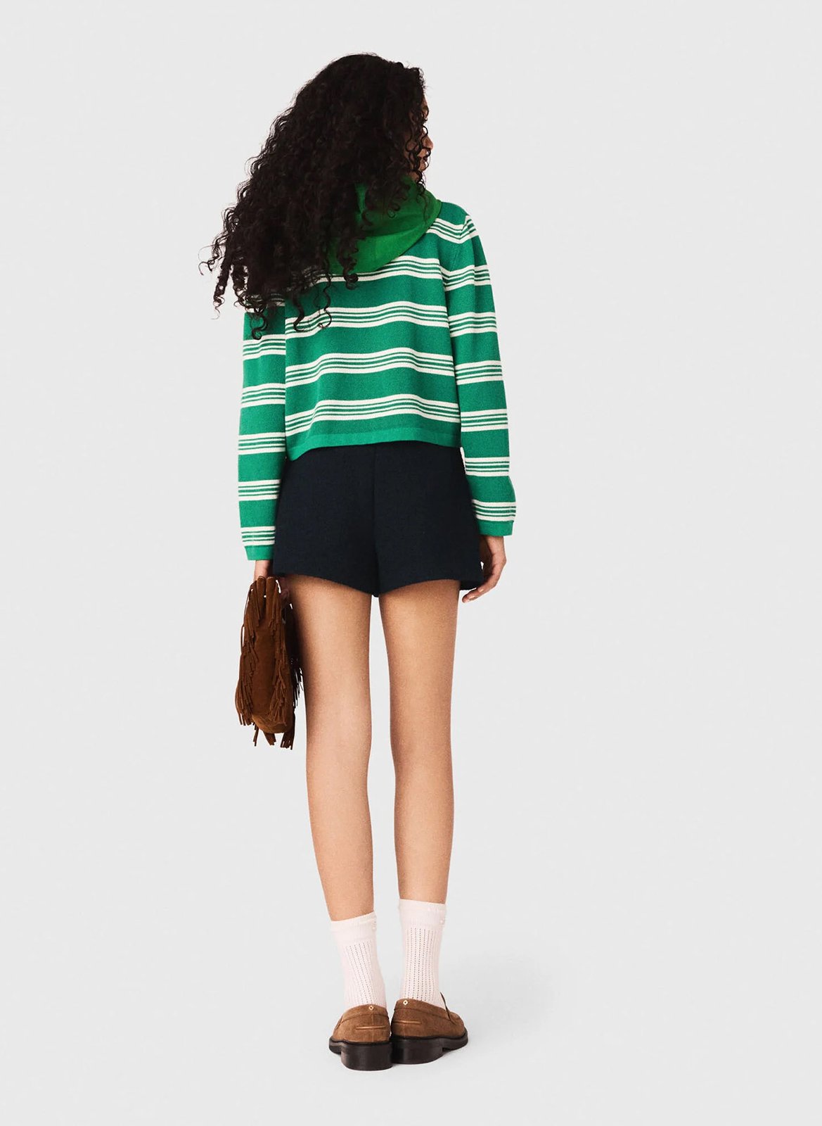 Lange mouwen gestreepte polo MAJE Groen