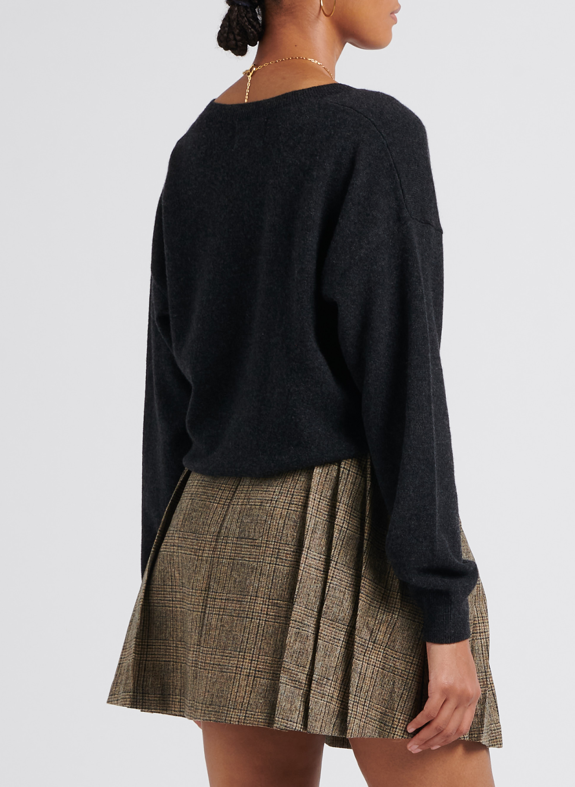 Trui van kasjmier met V-hals SAISON 1865 Grijs