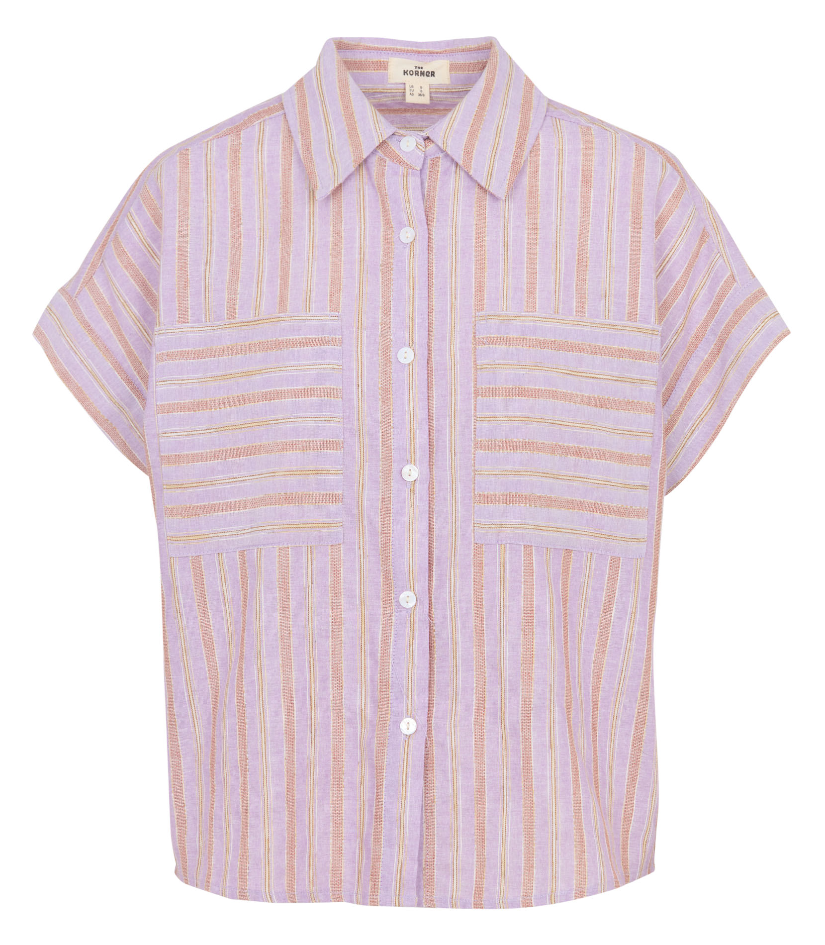 Chemise col classique rayée en coton THE KORNER Violet