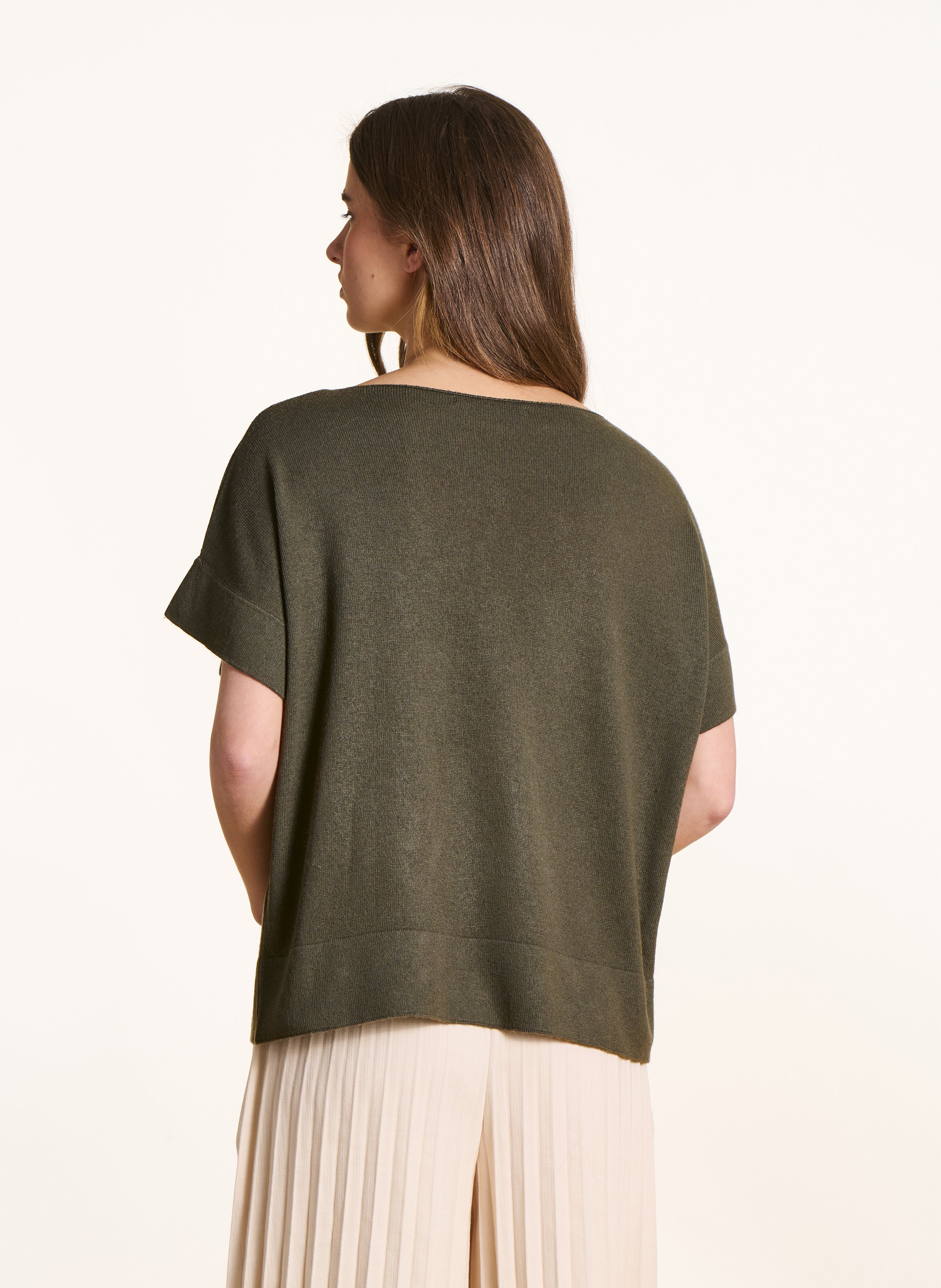 Pull oversize col bateau  LA FEE MARABOUTEE Vert