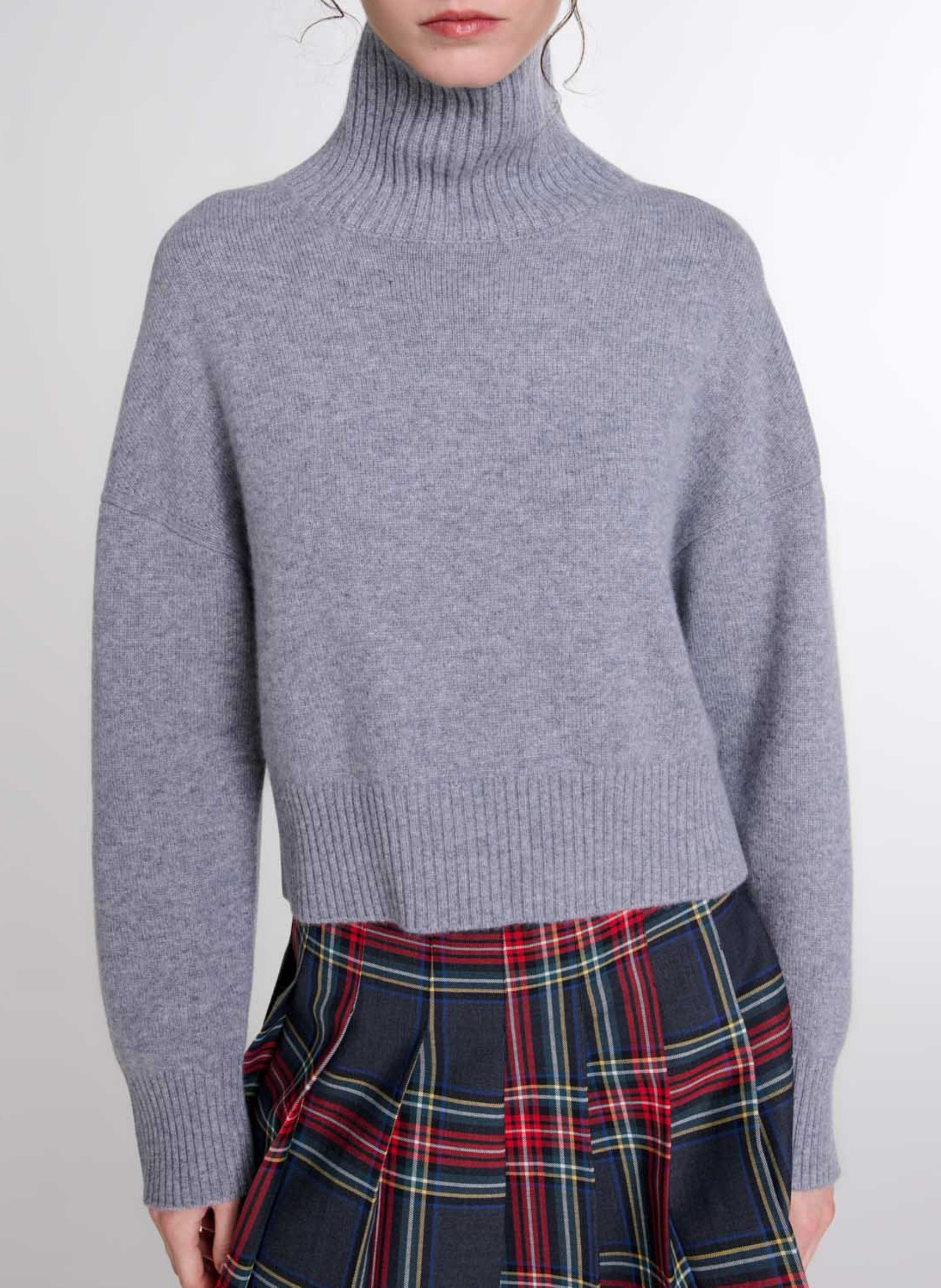 Kurzer Pullover aus Kaschmir-Mischung MAJE Grau