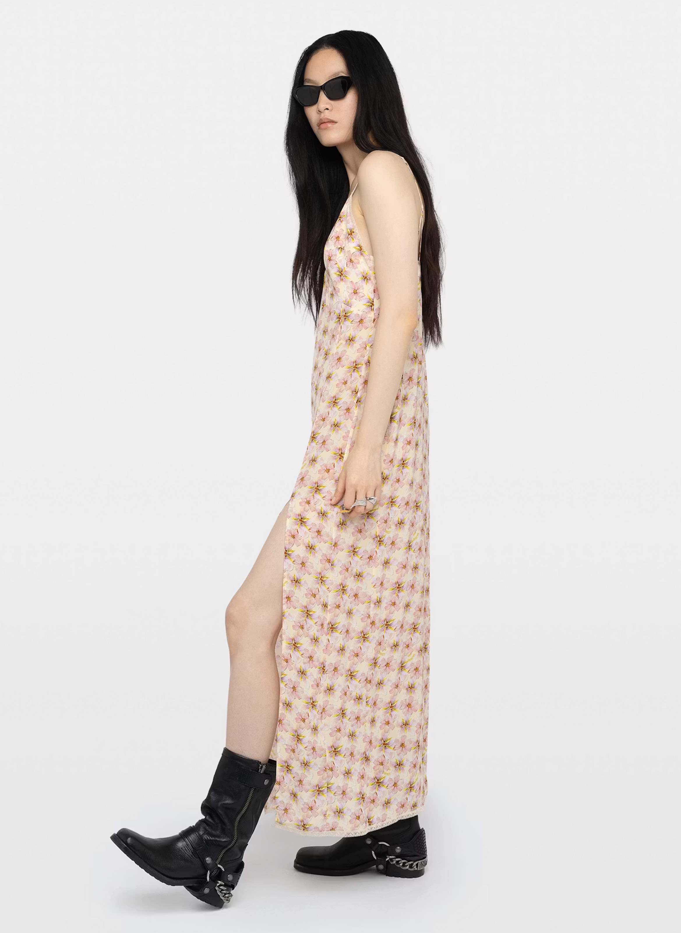 Lange jurk met dunne bandjes en print ZADIG&VOLTAIRE Geel