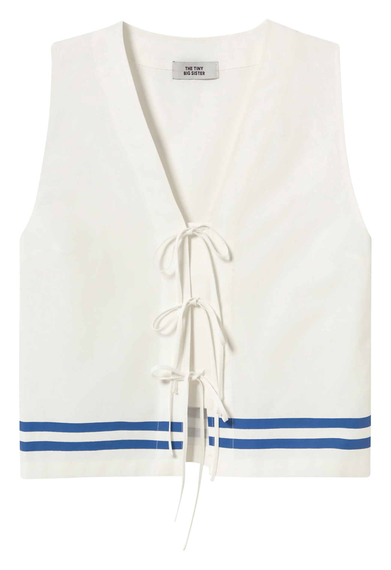 Sleeveless V-neck cotton-blend top THE TINY BIG SISTER White