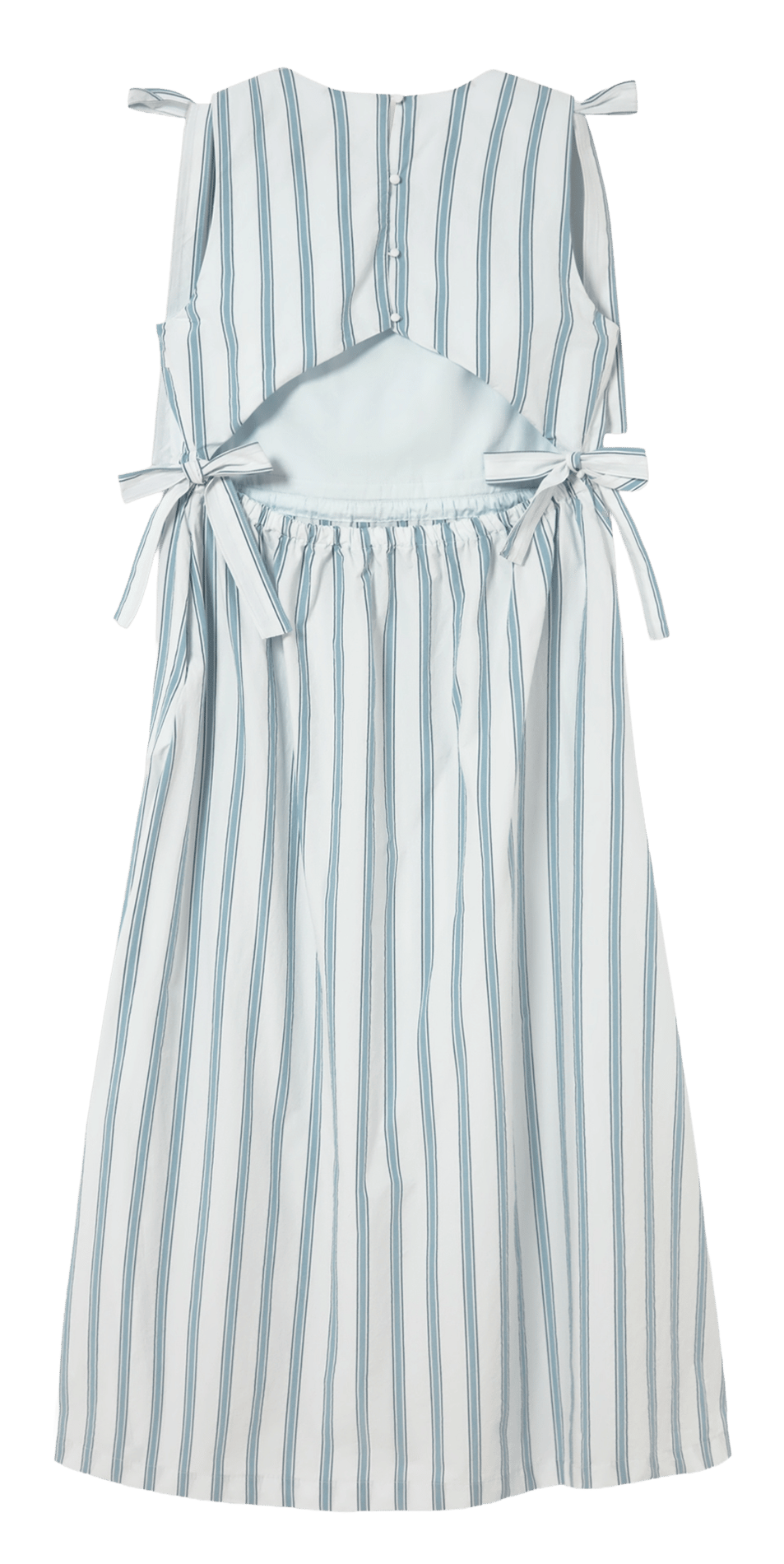 Kurzes Kleid mit Rundhalsausschnitt aus gestreifter Baumwolle THE TINY BIG SISTER Blau