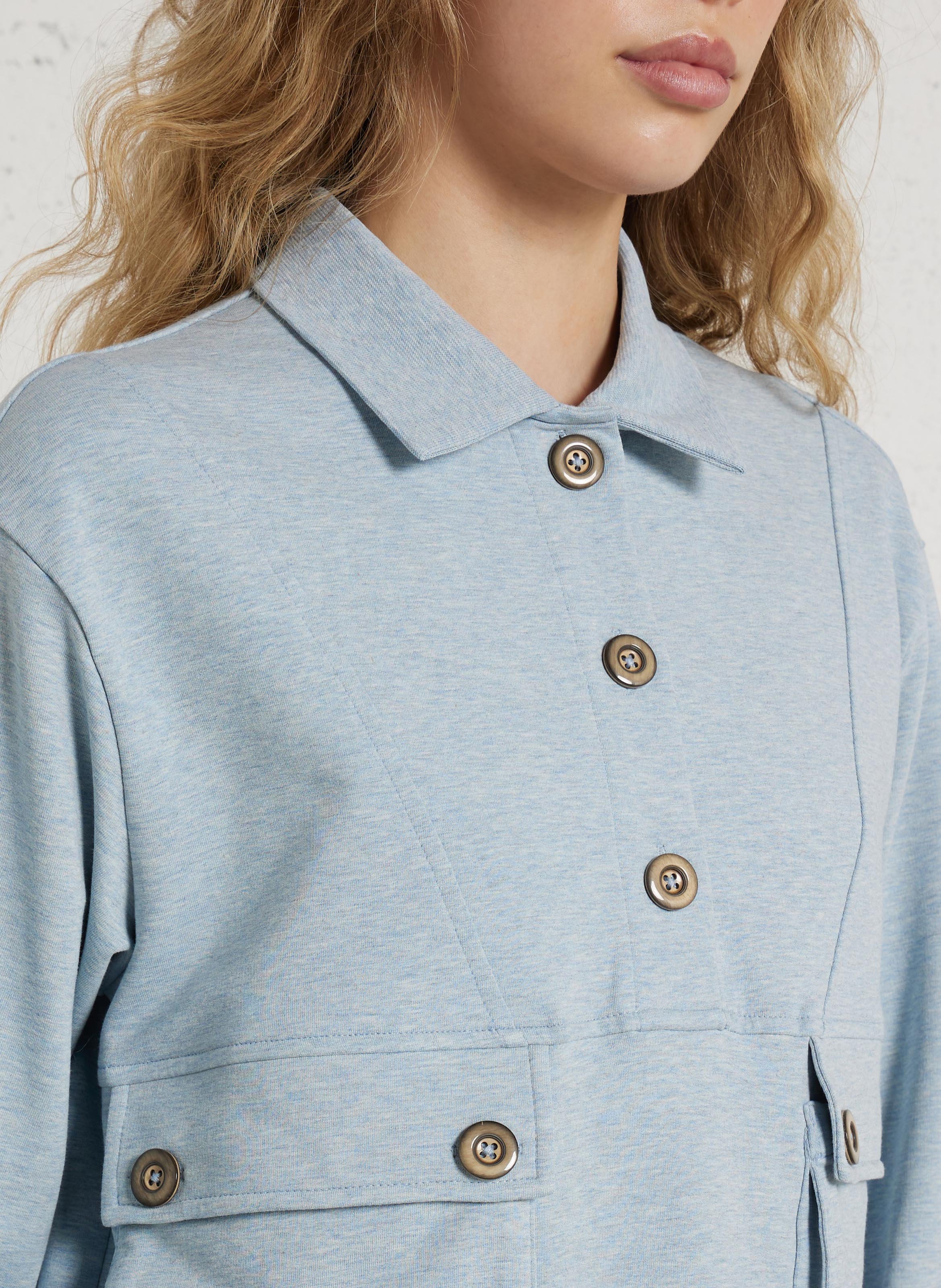 Polo collar sweatshirt in blended cotton MAISON 123 Blue