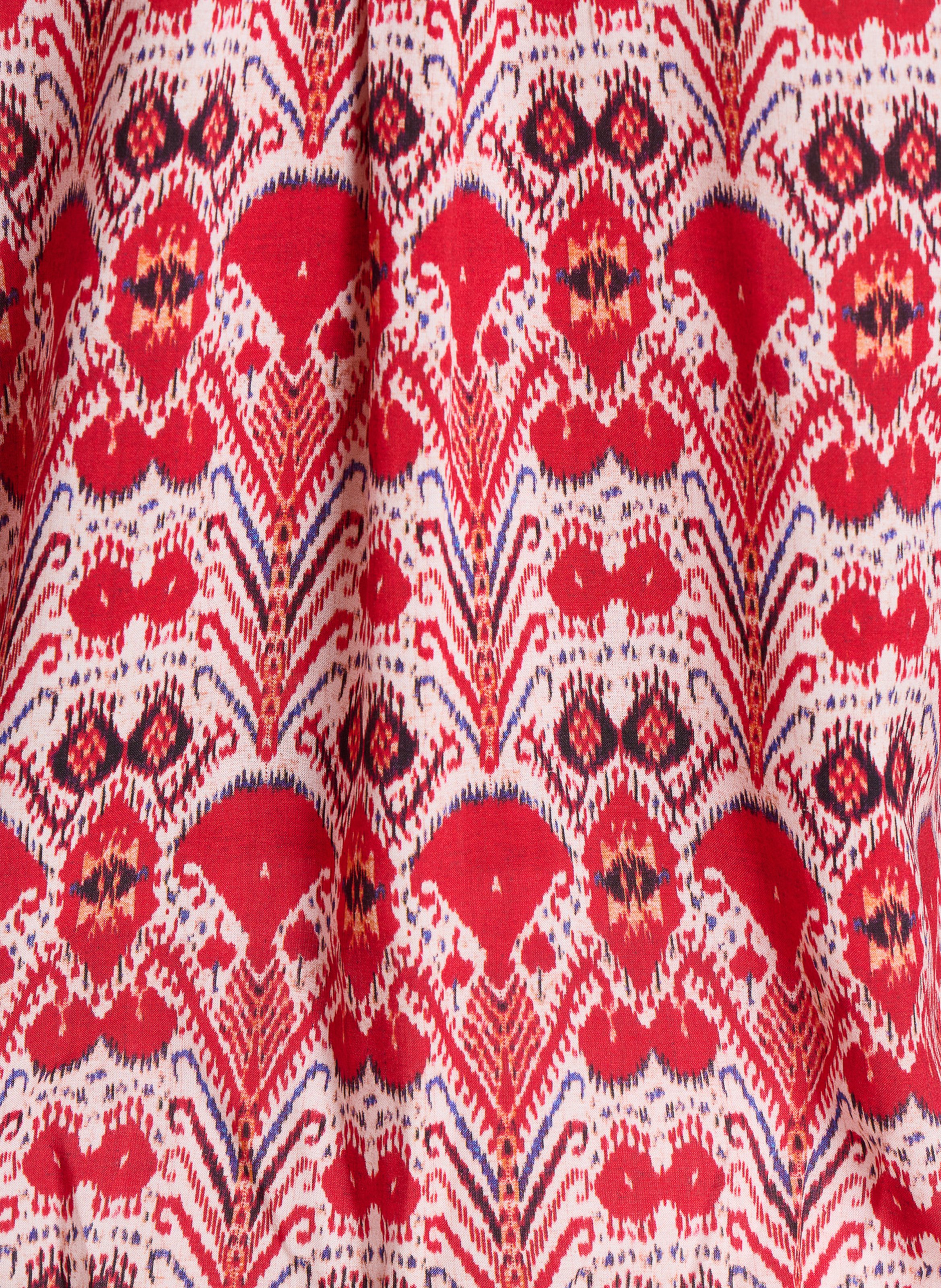 Top imprimé col tunisien  LA FEE MARABOUTEE Rouge