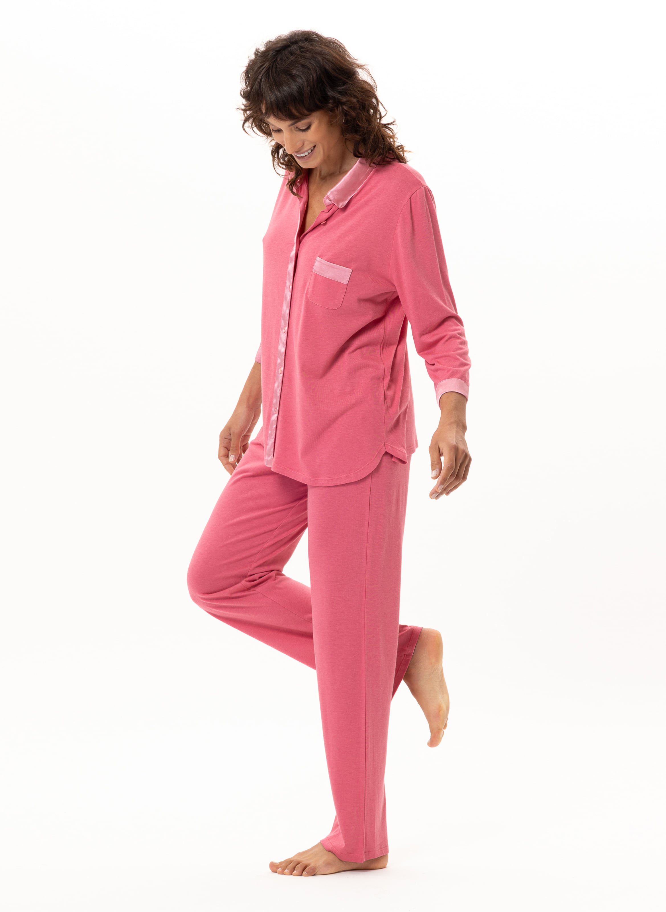 Buttoned cotton modal pajamas LE CHAT Pink