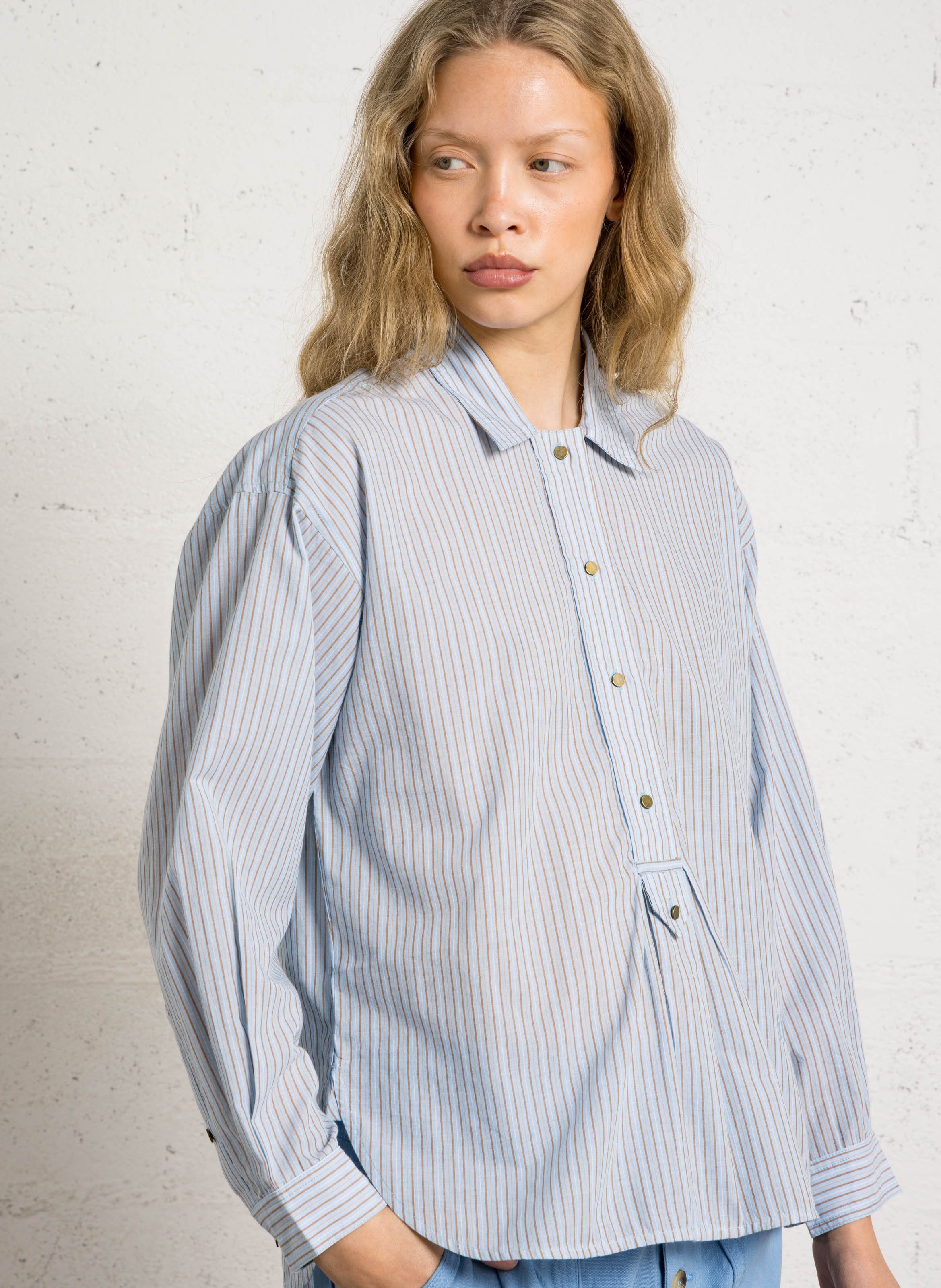 Blouse ample col classique en coton bio LEON & HARPER