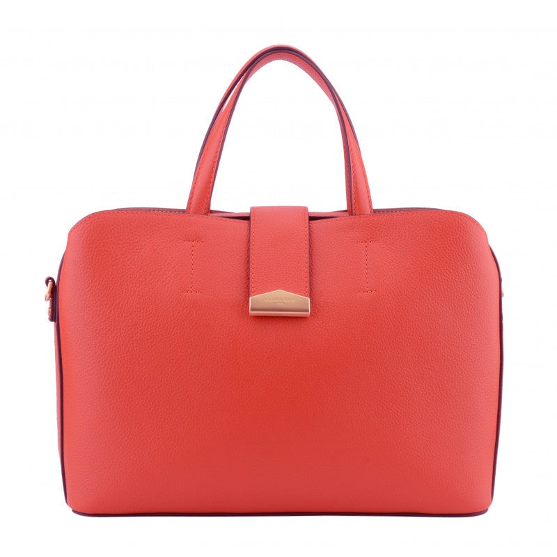 Calfskin leather handbag POURCHET Red