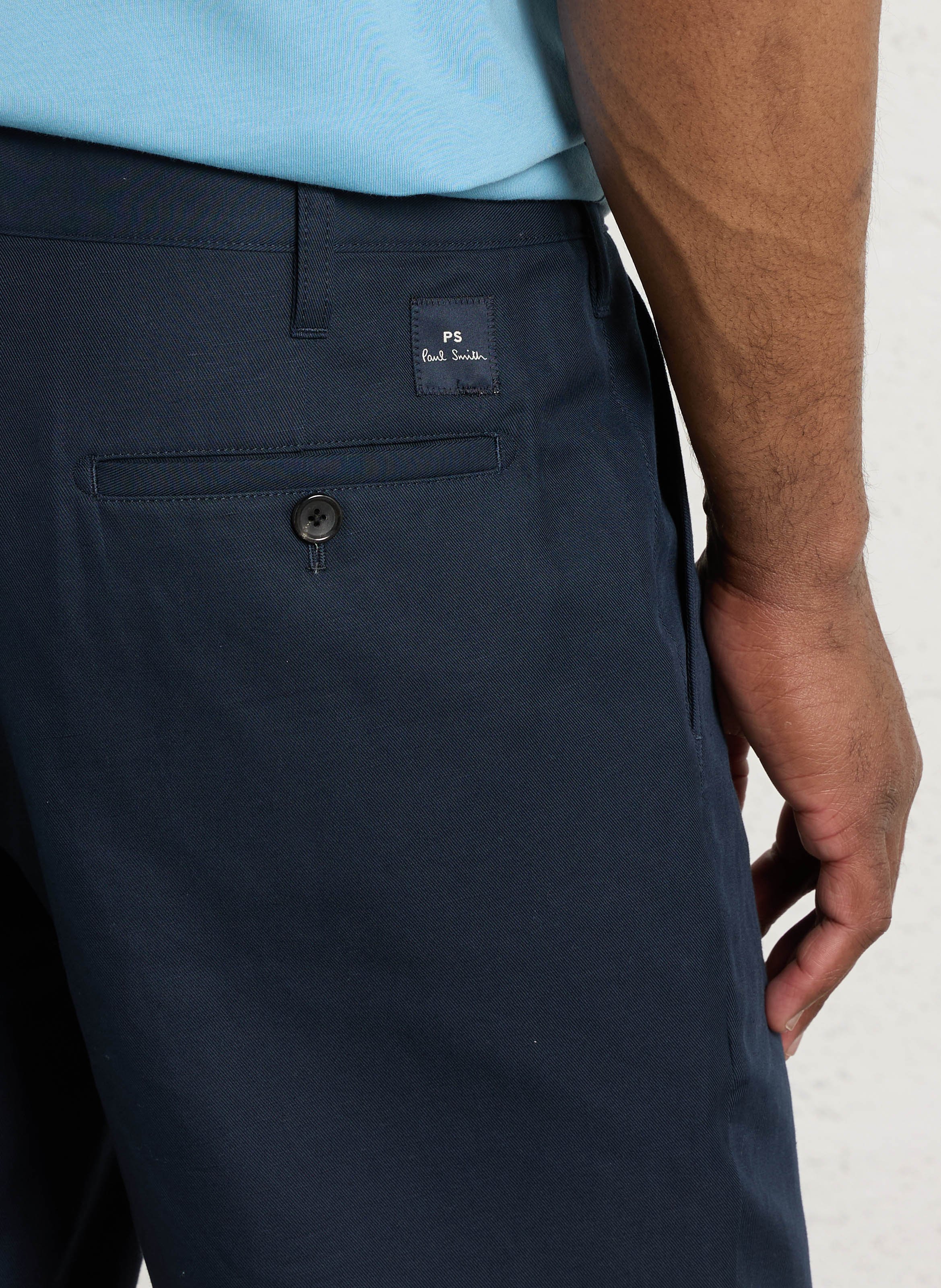 Short droit en coton et lin mélangé PAUL SMITH Bleu