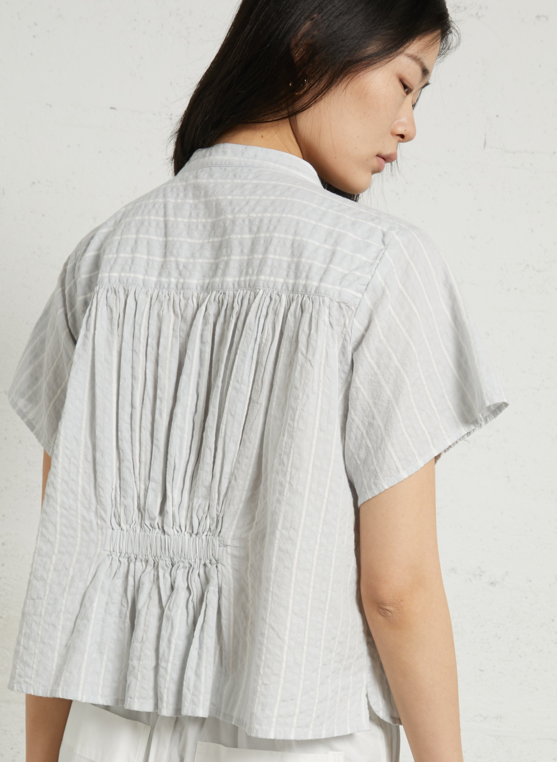 Round-neck cotton blouse BELLEPIECE Blue