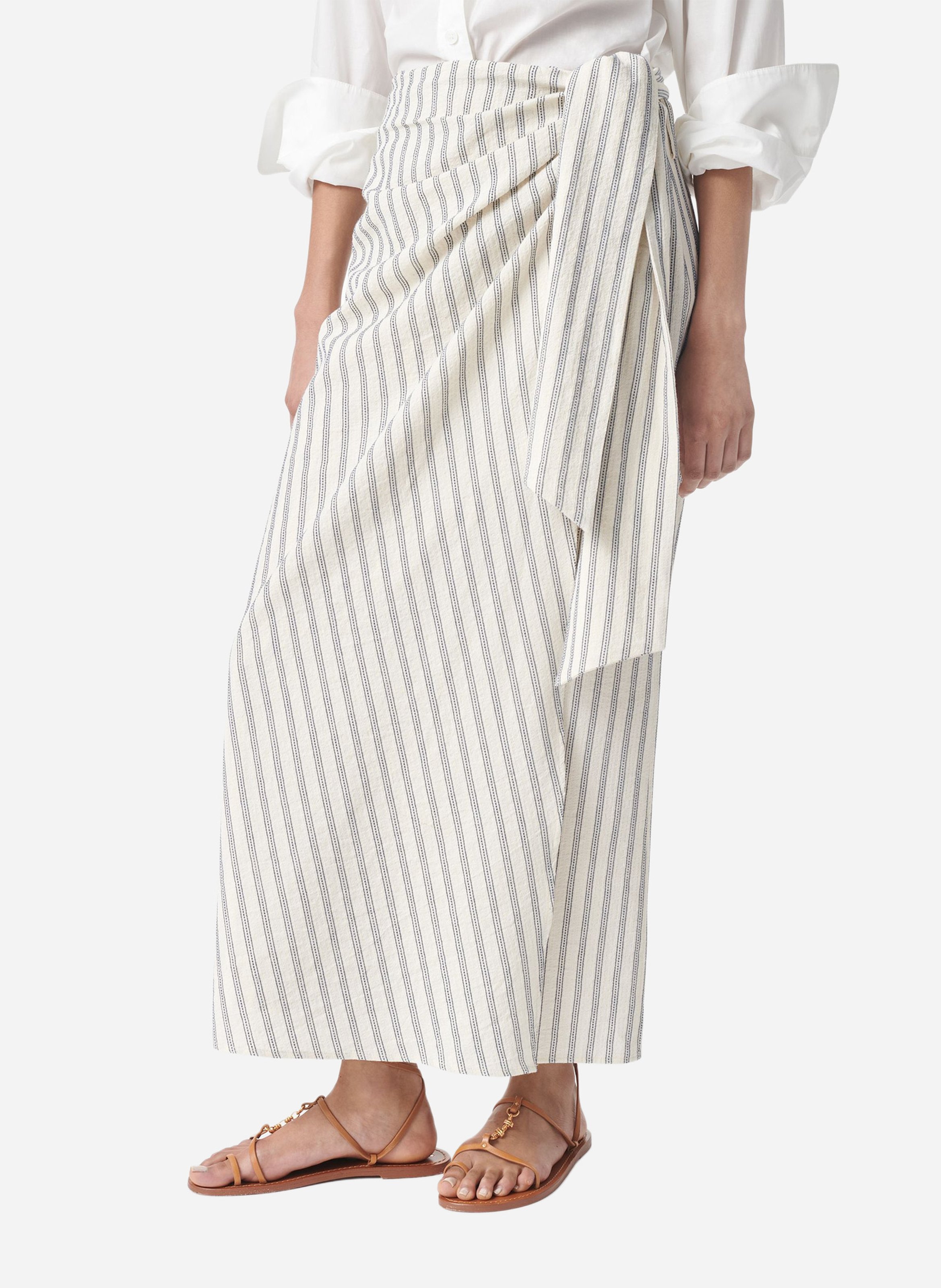 Jupe longue rayé en coton mélangé VANESSA BRUNO Bleu