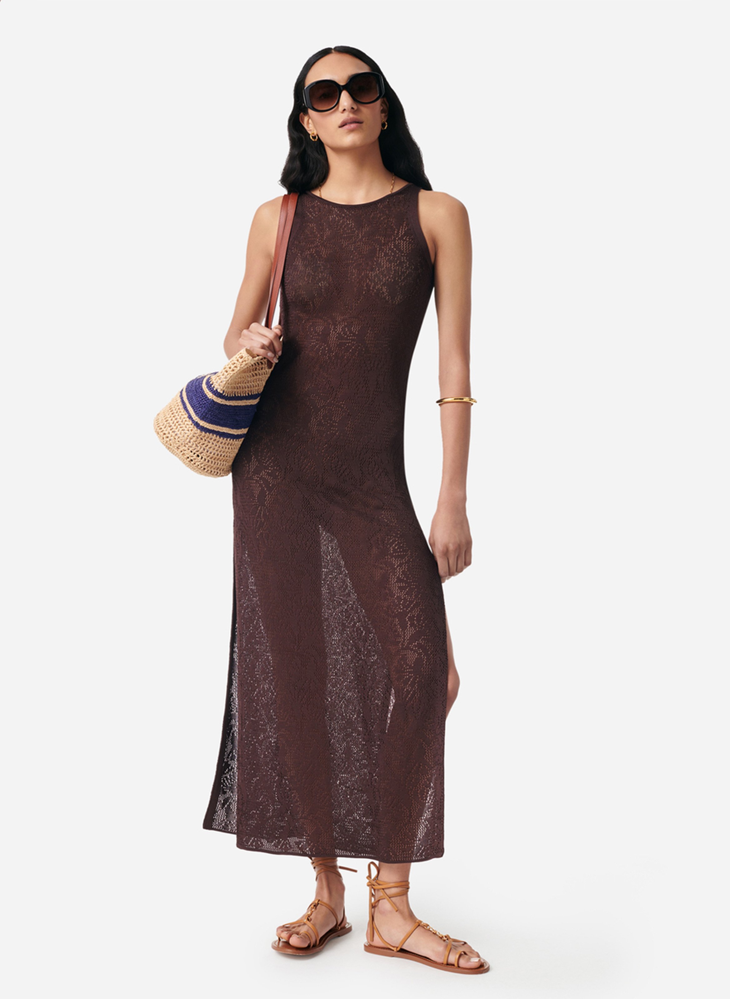 Robe longue en coton VANESSA BRUNO Marron