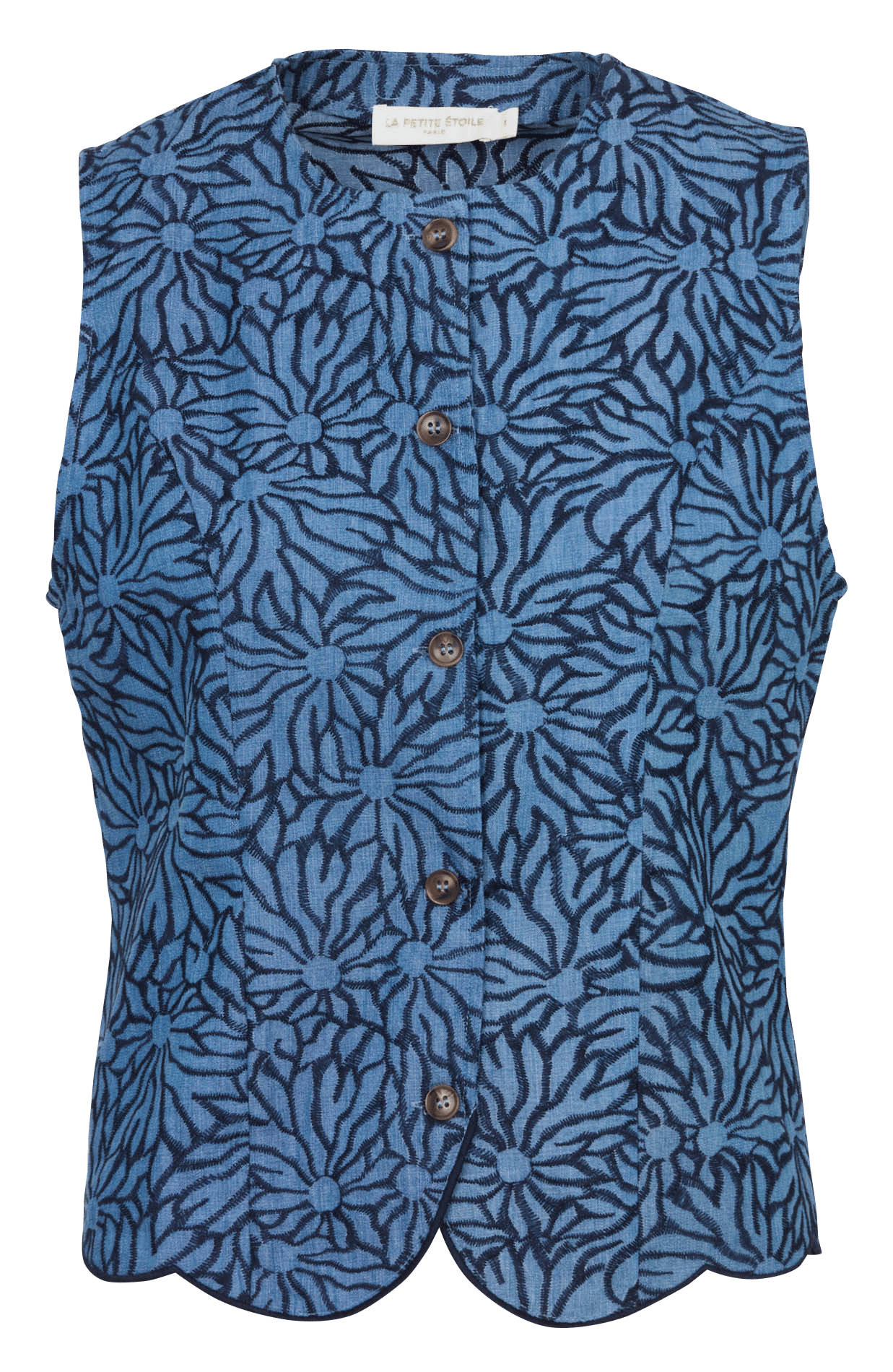 Rechte mouwloze top met ronde hals en print LA PETITE ETOILE Blauw