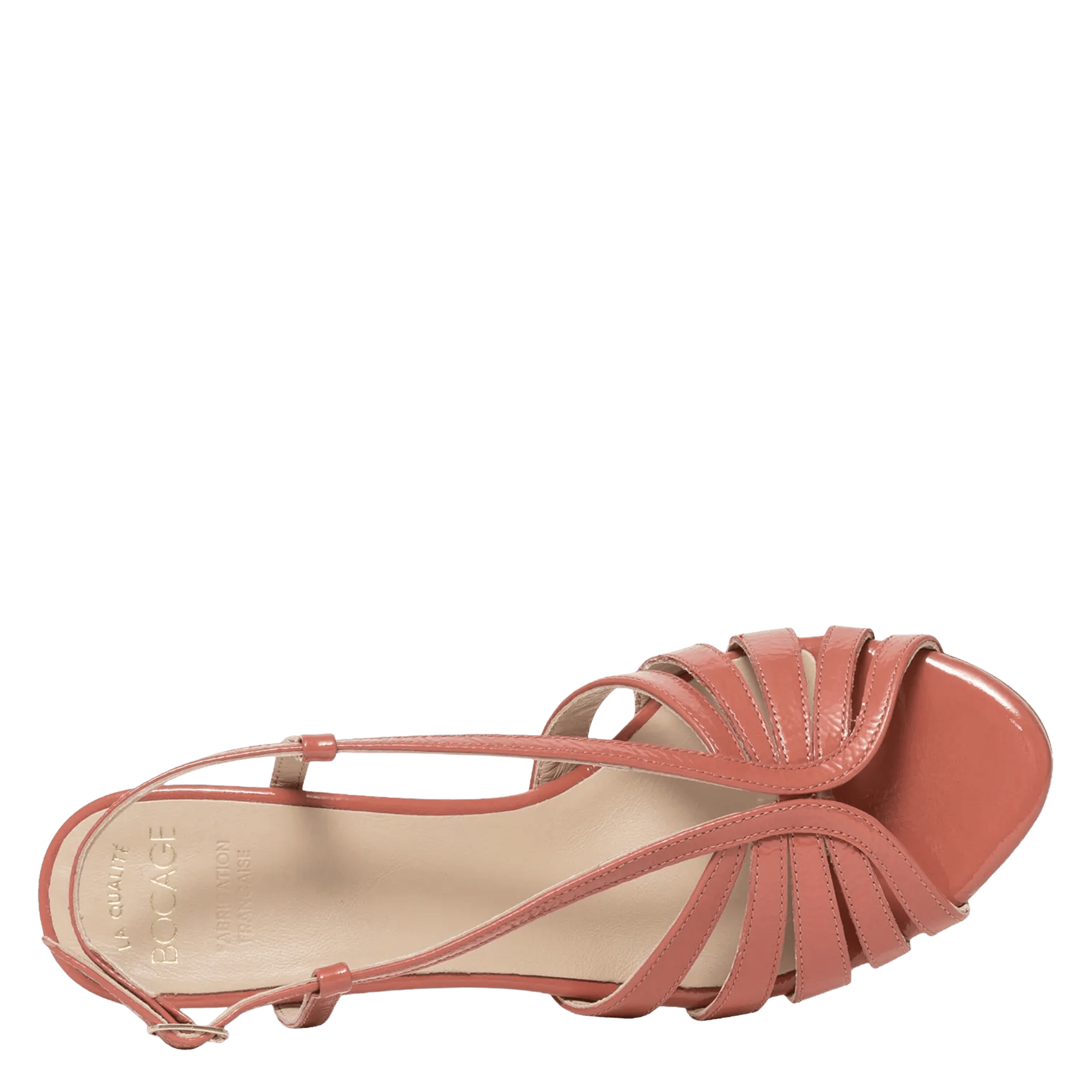 Ledersandalen mit Absatz, Metallic-Look Rosa