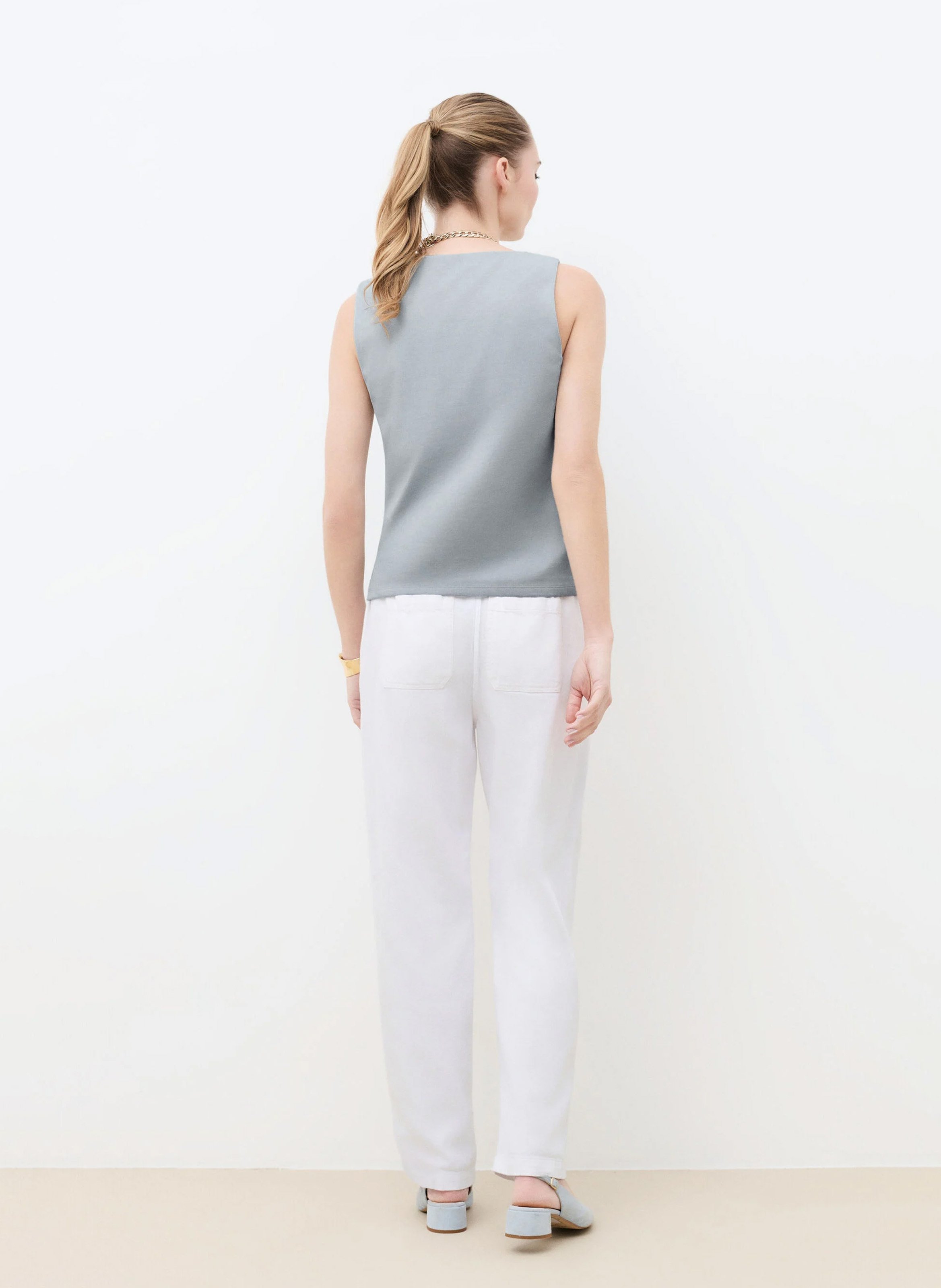 Débardeur droit en coton bio CAROLL Bleu