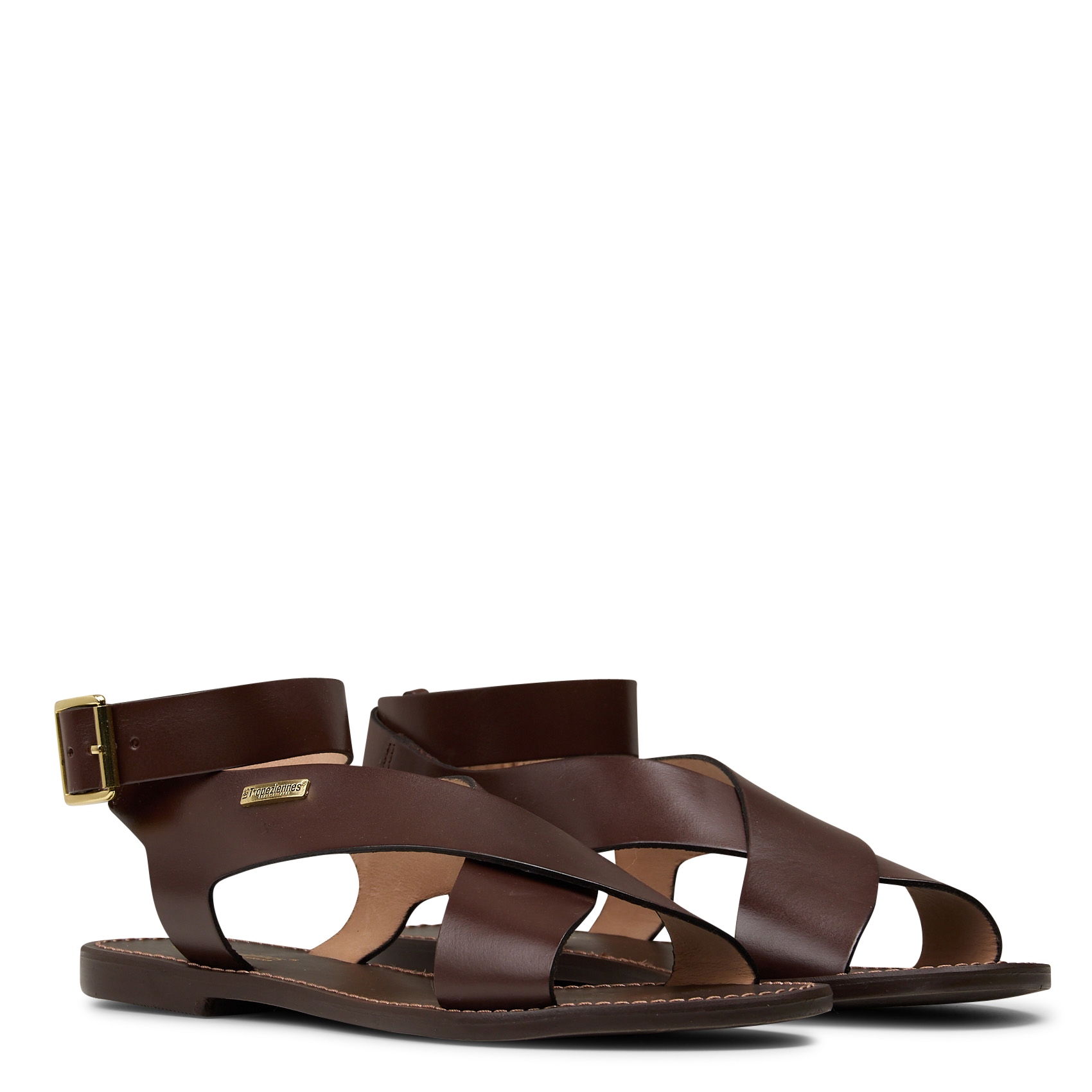 Avarca Berlin - Flache Ledersandalen mit Samt LES TROPEZIENNES PAR M.BELARBI Braun