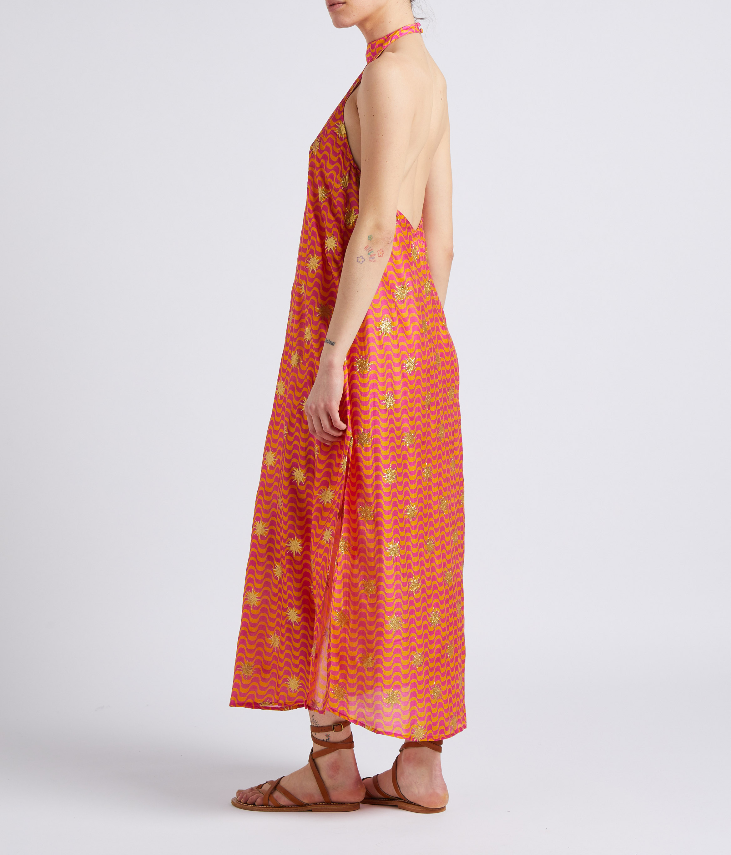 Long printed backless dress SUNDRESS Multicolored
