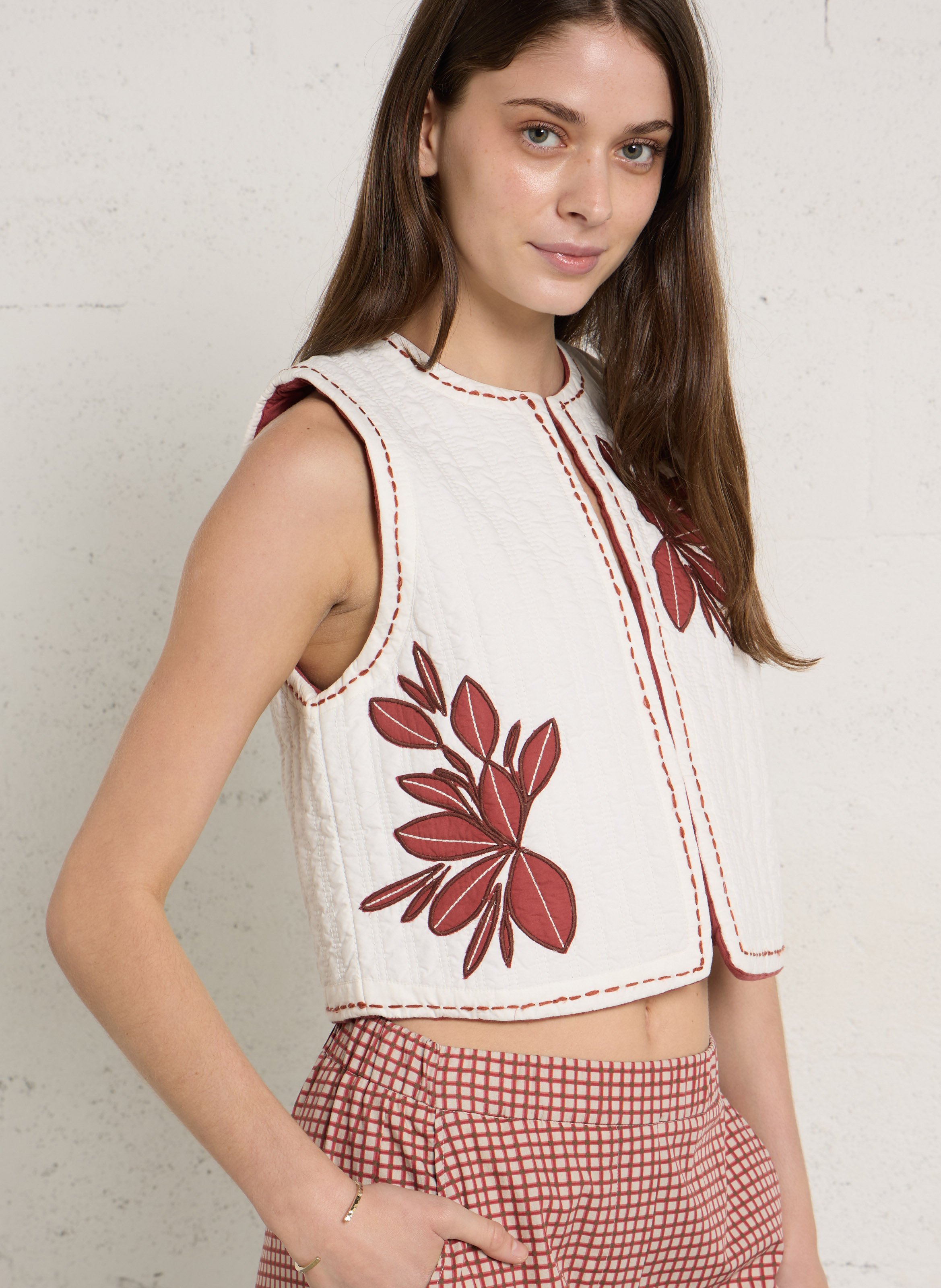 Gesteppte Strickjacke aus Baumwolle DIEGA Rot