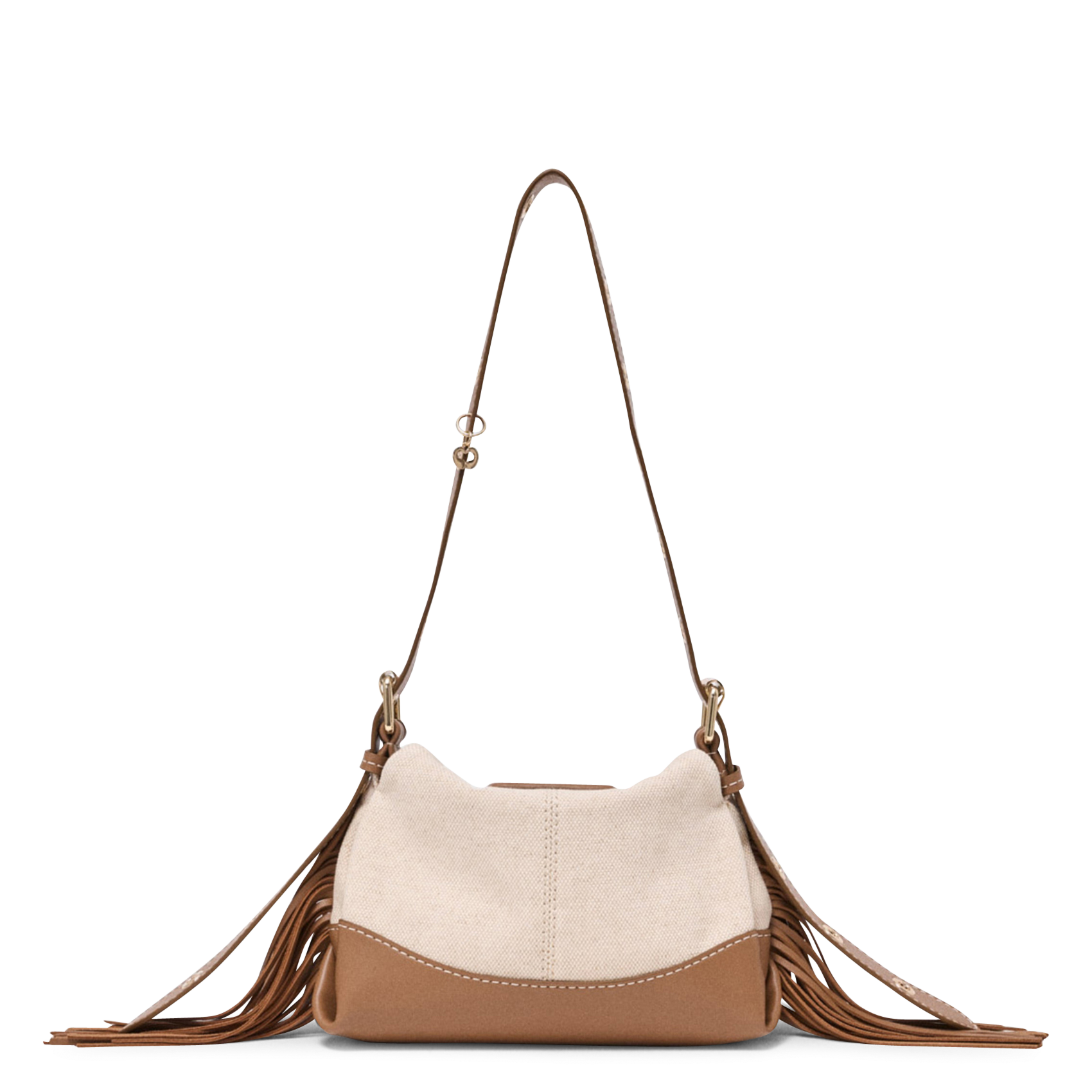 Sac bandoulière en coton et lin MAJE Beige