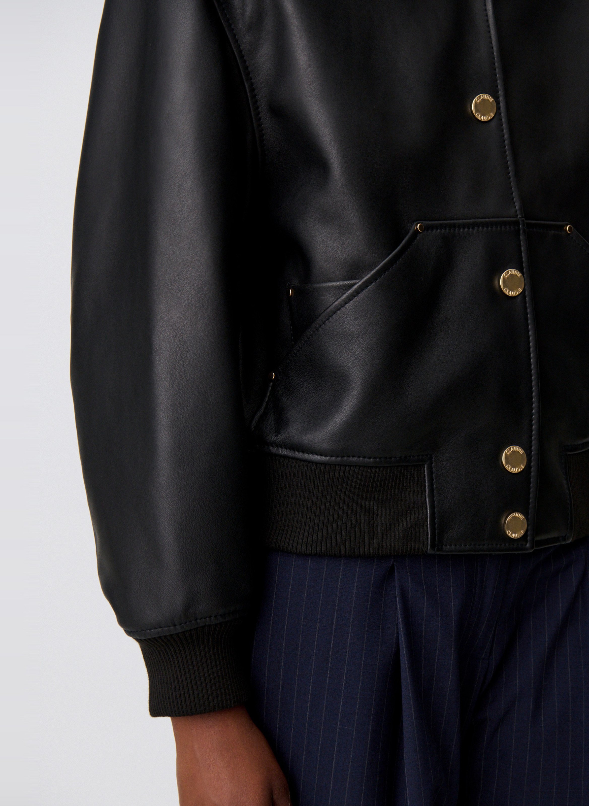 Blouson ample en cuir CLAUDIE PIERLOT Noir