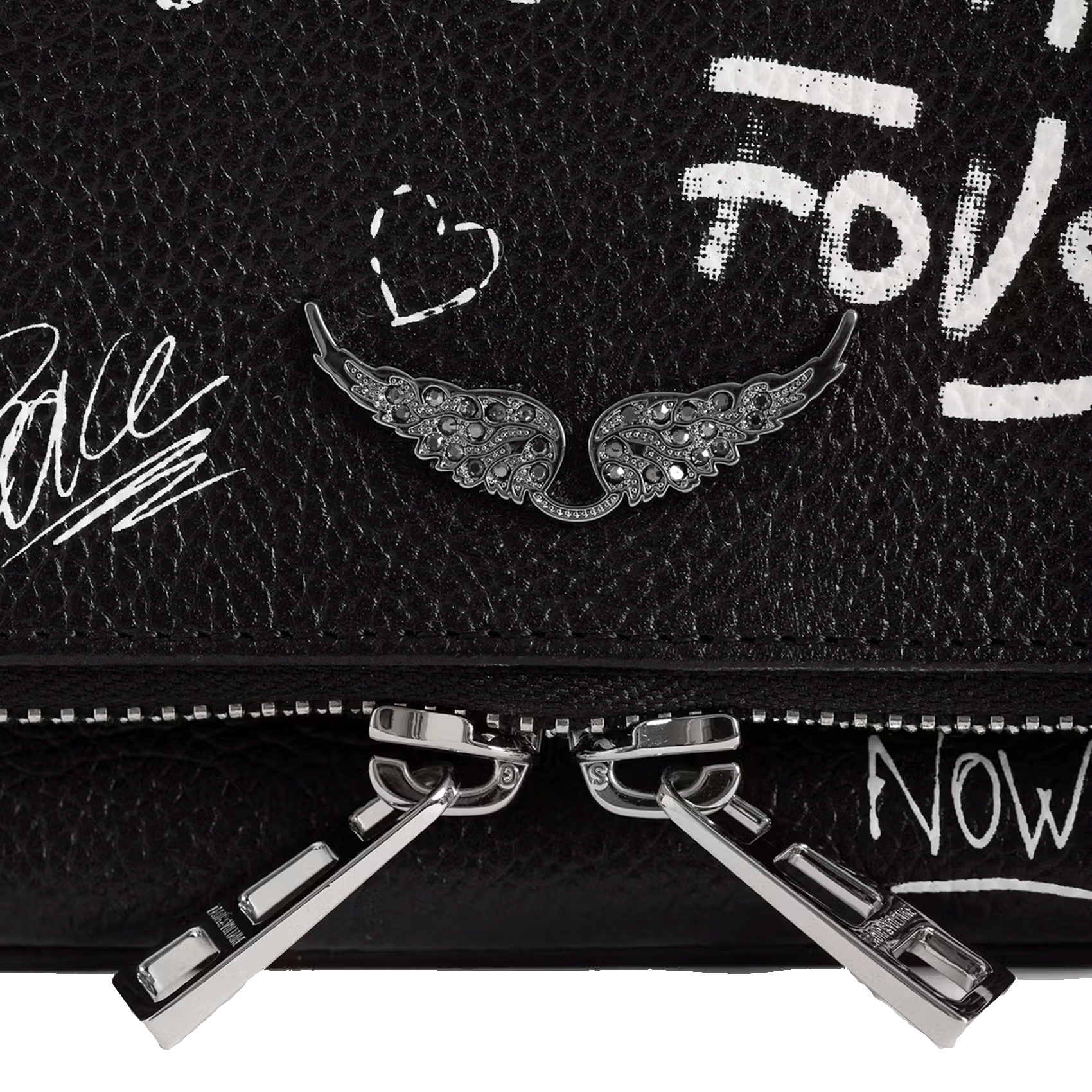 Umhängetasche aus Leder mit Print ZADIG&VOLTAIRE Schwarz