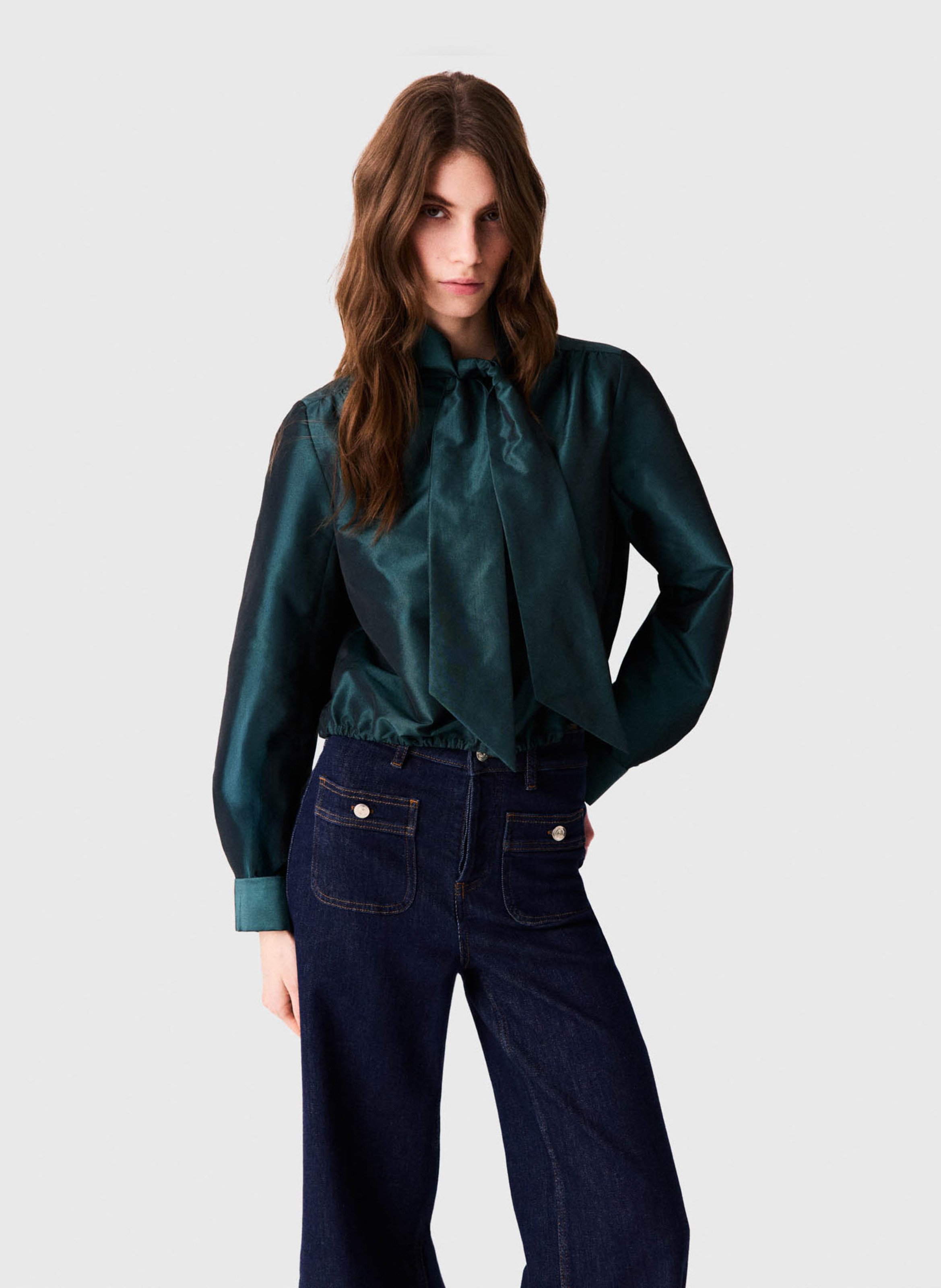 Blouse droite col à nouer MAJE Vert
