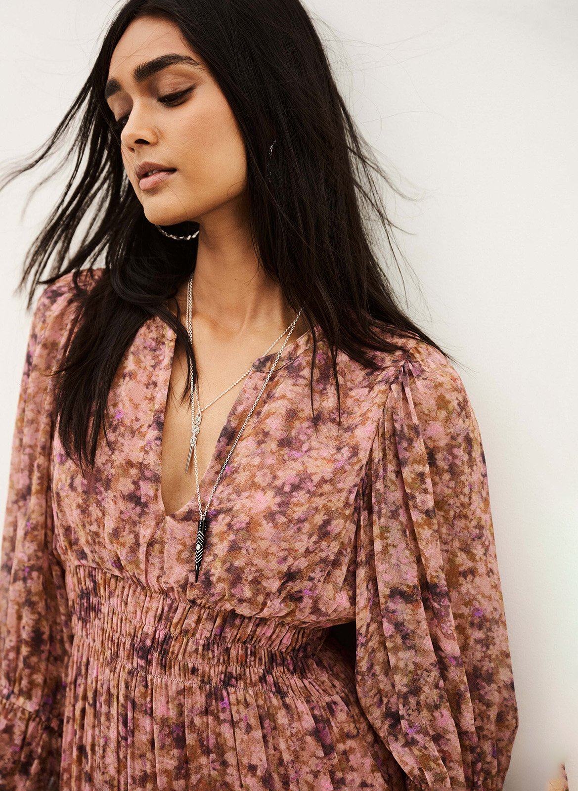 Weites Midikleid mit Print BA&SH Rosa