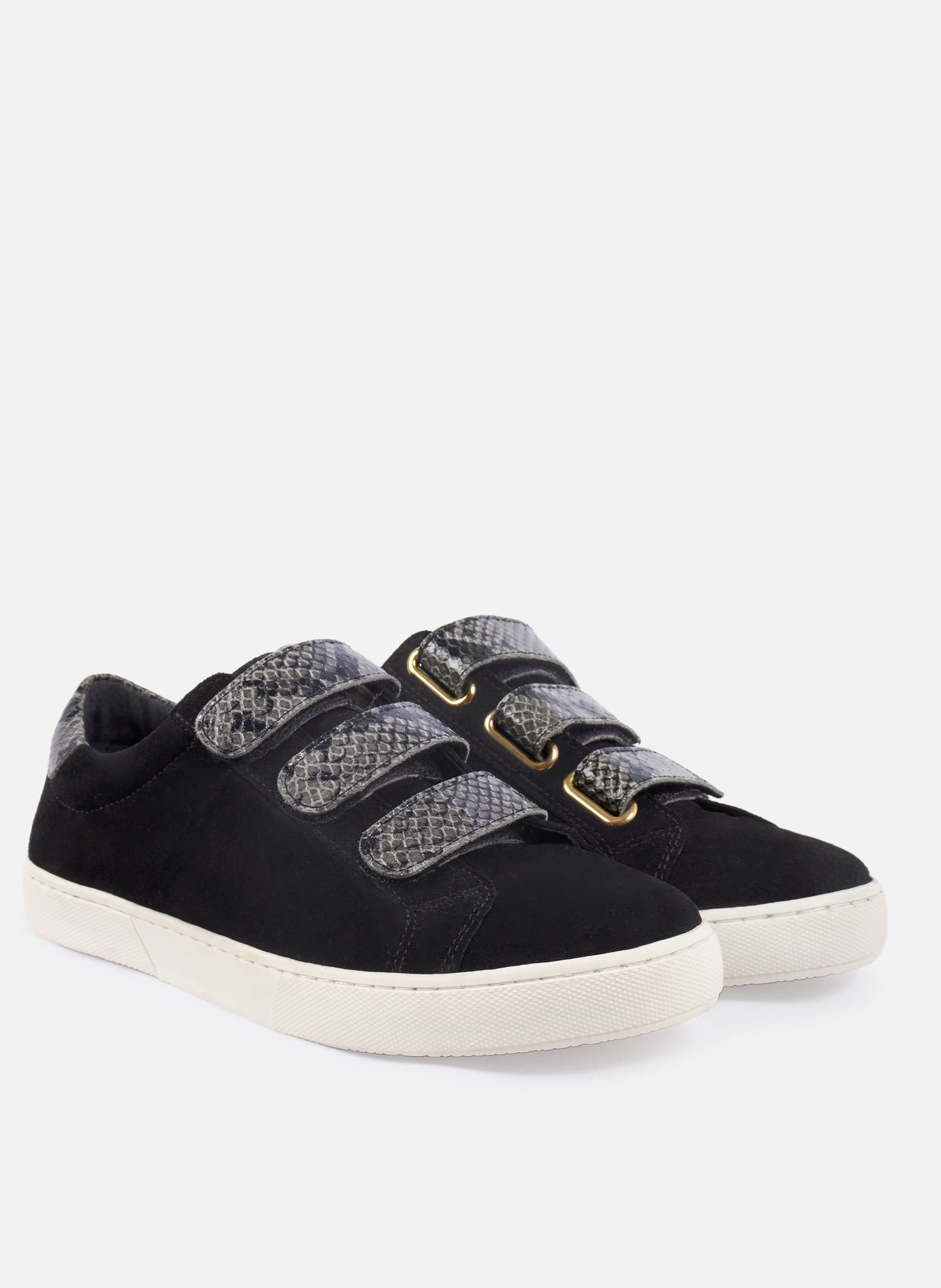 Dual-material leather strap sneakers JULES & JENN Black