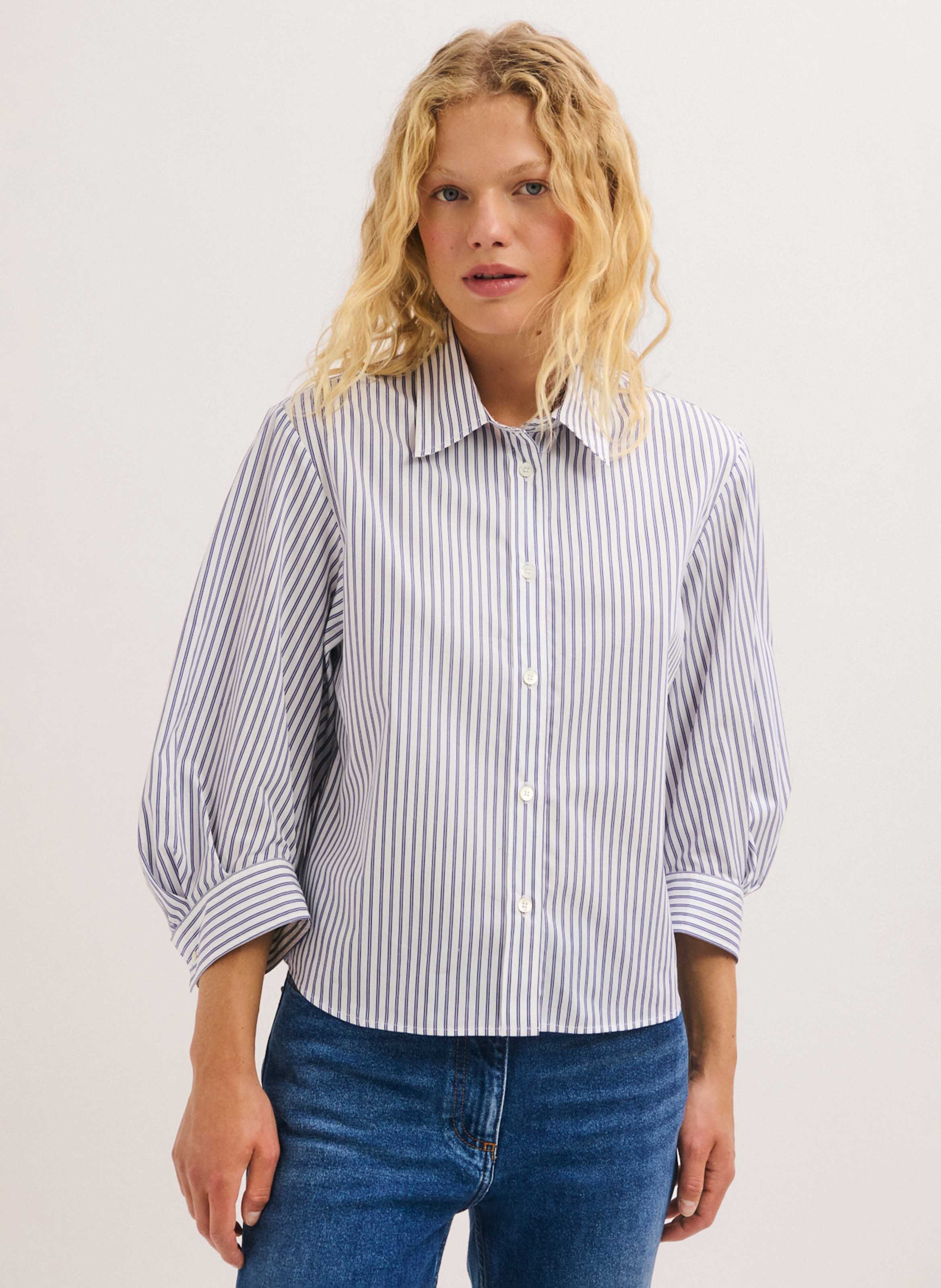 Cotton shirt with classic collar PABLO Blue