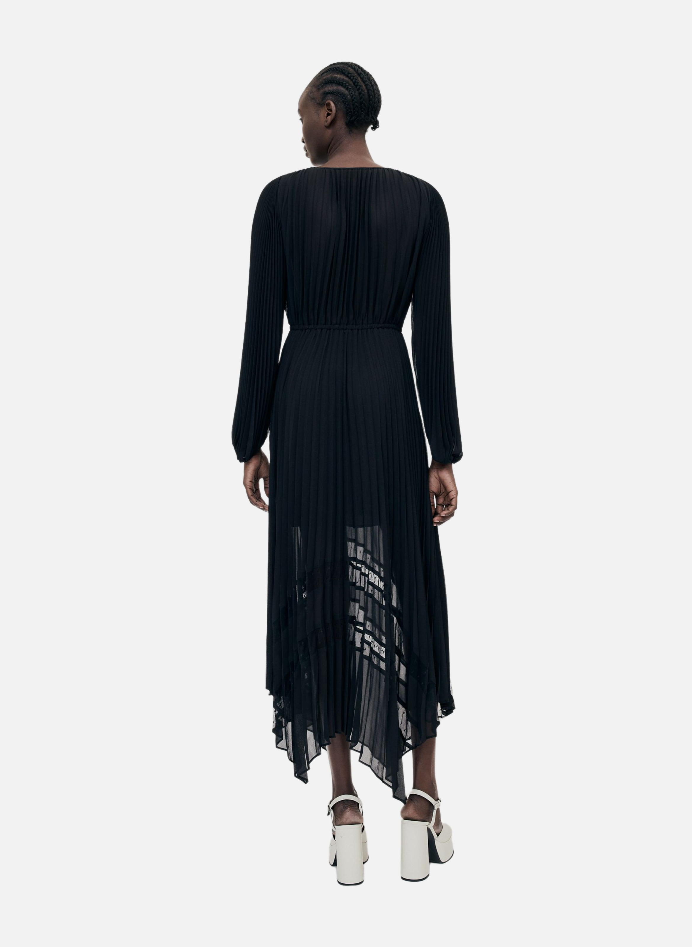 Long fluid dress with lace detail THE KOOPLES Black